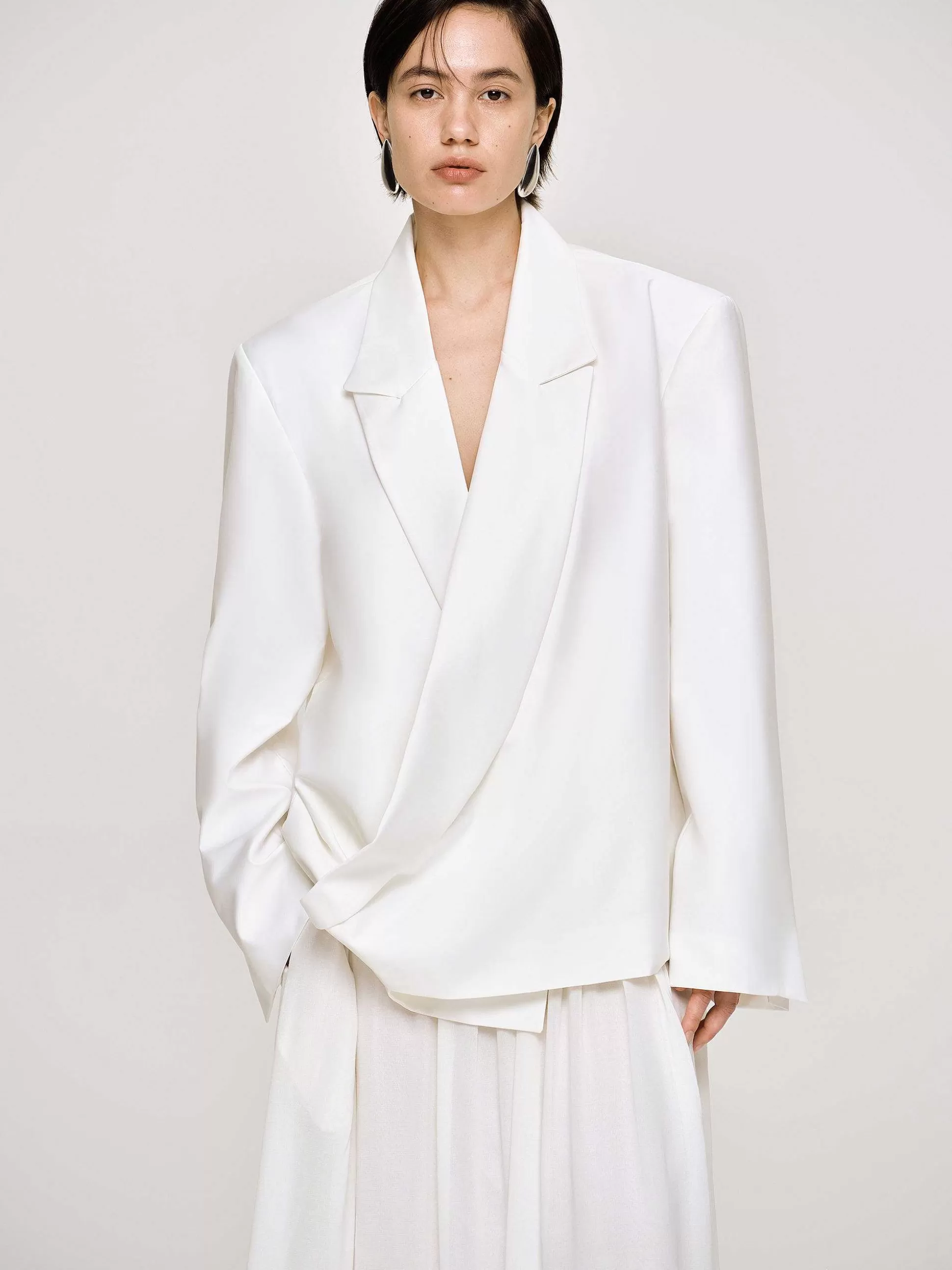 Source Unknown Baia Boxy Wrap Blazer, Blanc Best