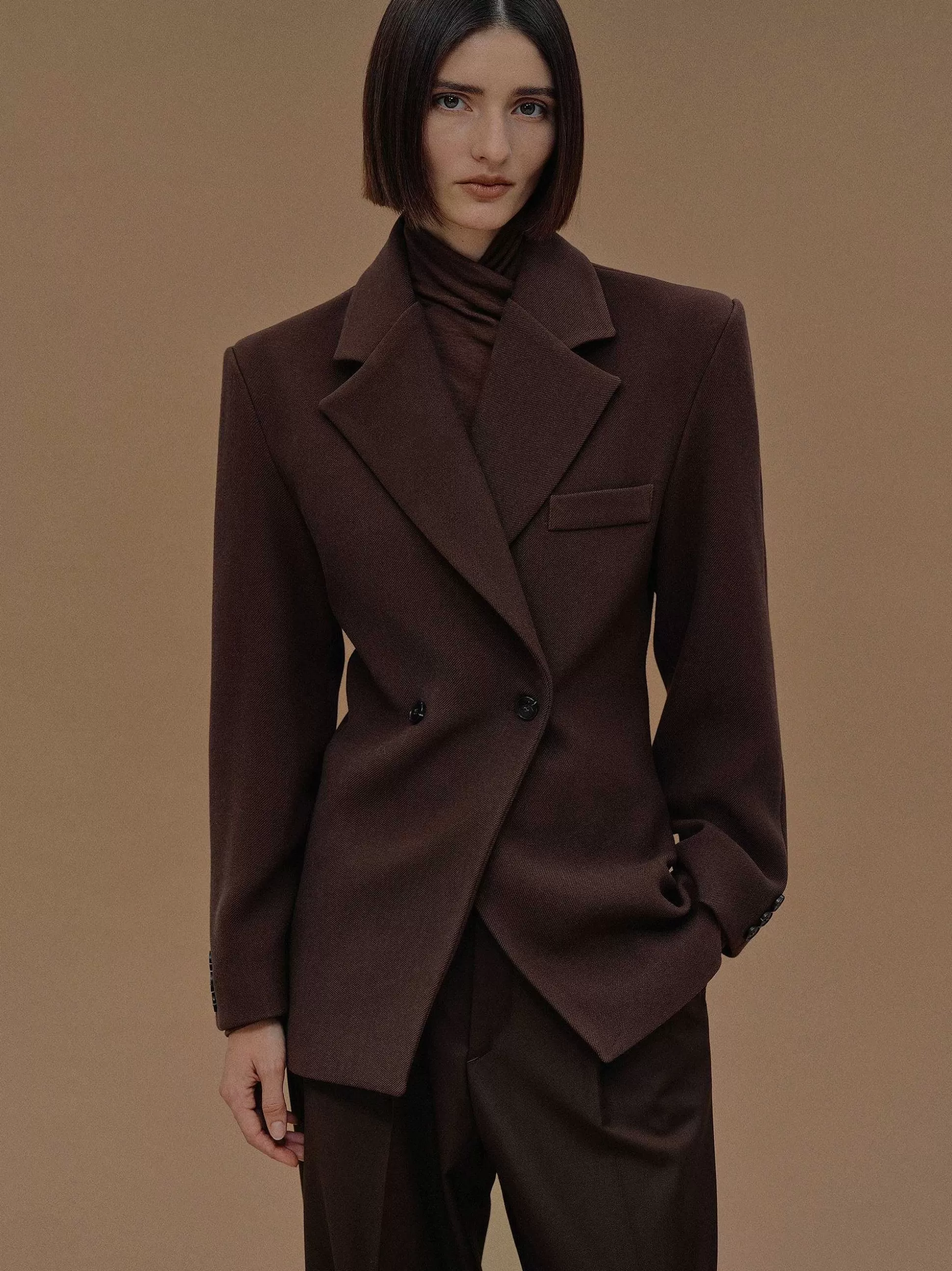Source Unknown Blazer Cintre A Double Boutonnage Nangy, Noix De Pecan Clearance