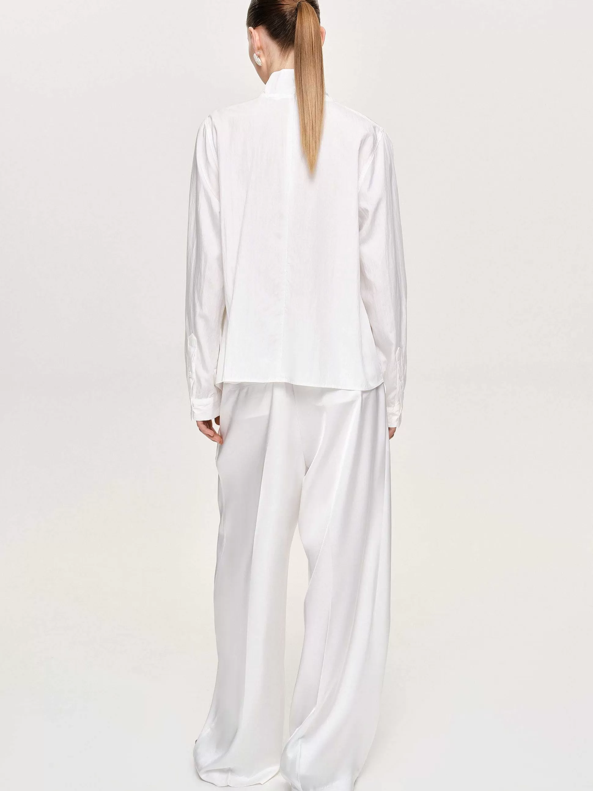 Source Unknown Blouse Echarpe Torsadee Mesash, Blanc Flash Sale