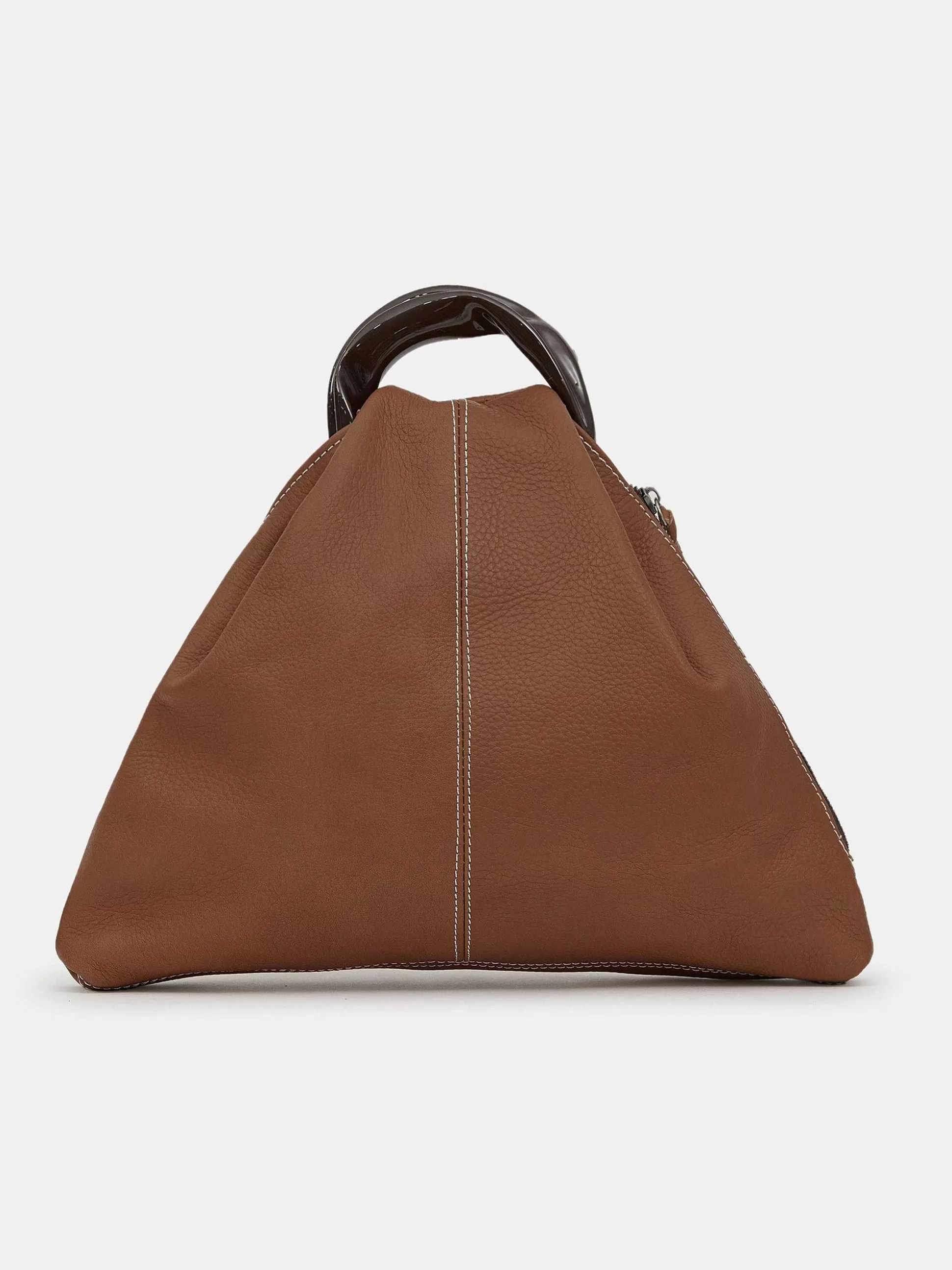 Source Unknown Cabas Triangle En Cuir De Veau, Brune Outlet