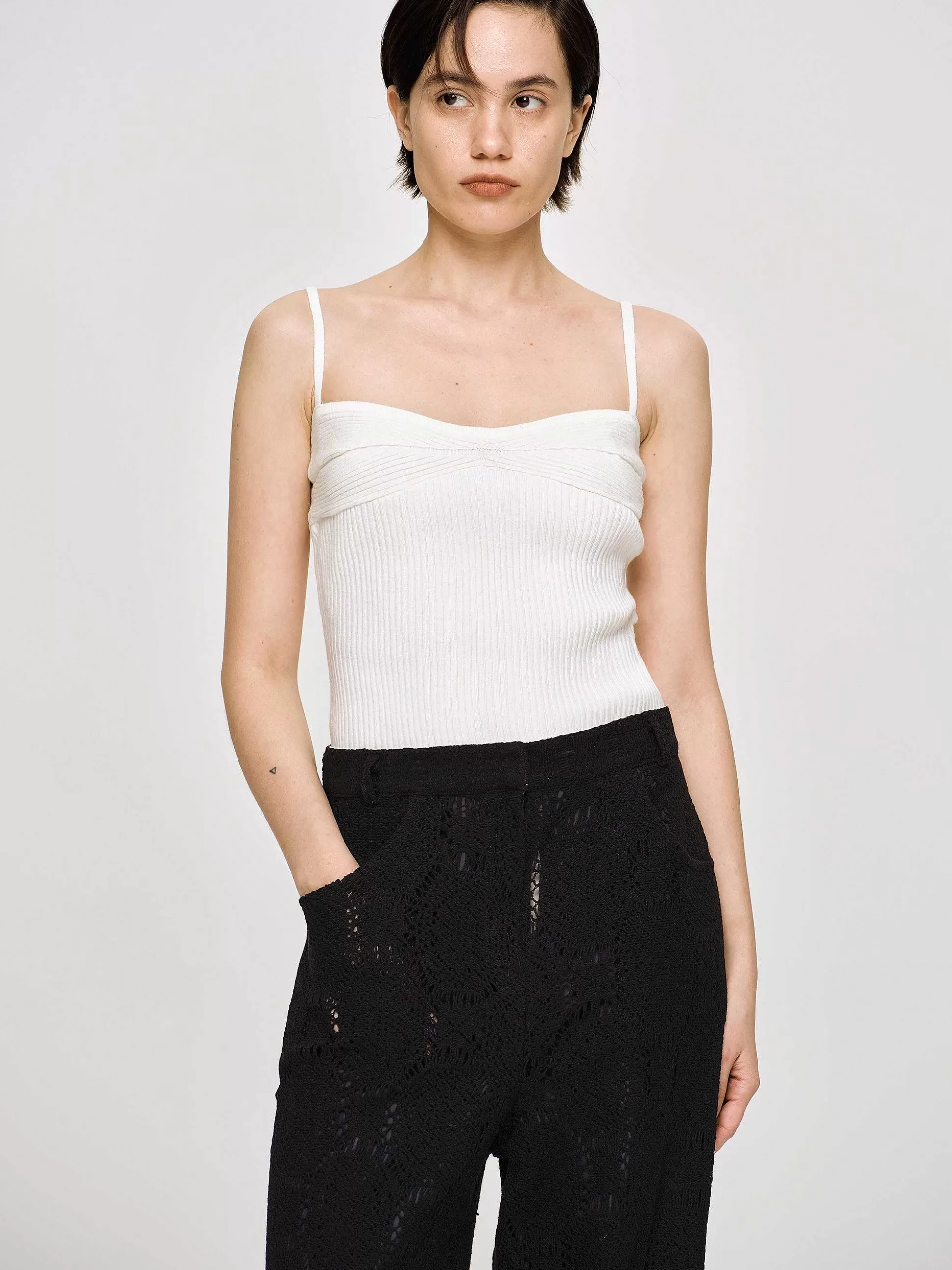 Source Unknown Camisole En Tricot Cotele, Blanc Clearance
