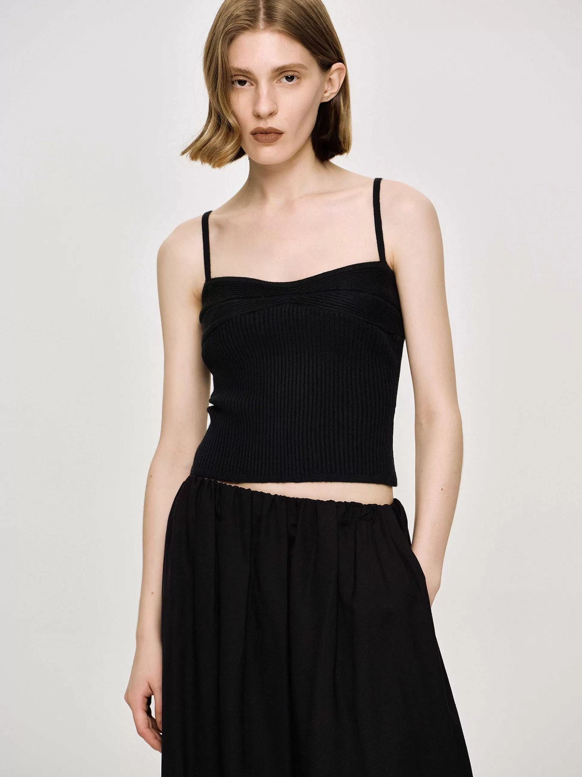 Source Unknown Camisole En Tricot Cotele, Noir Discount