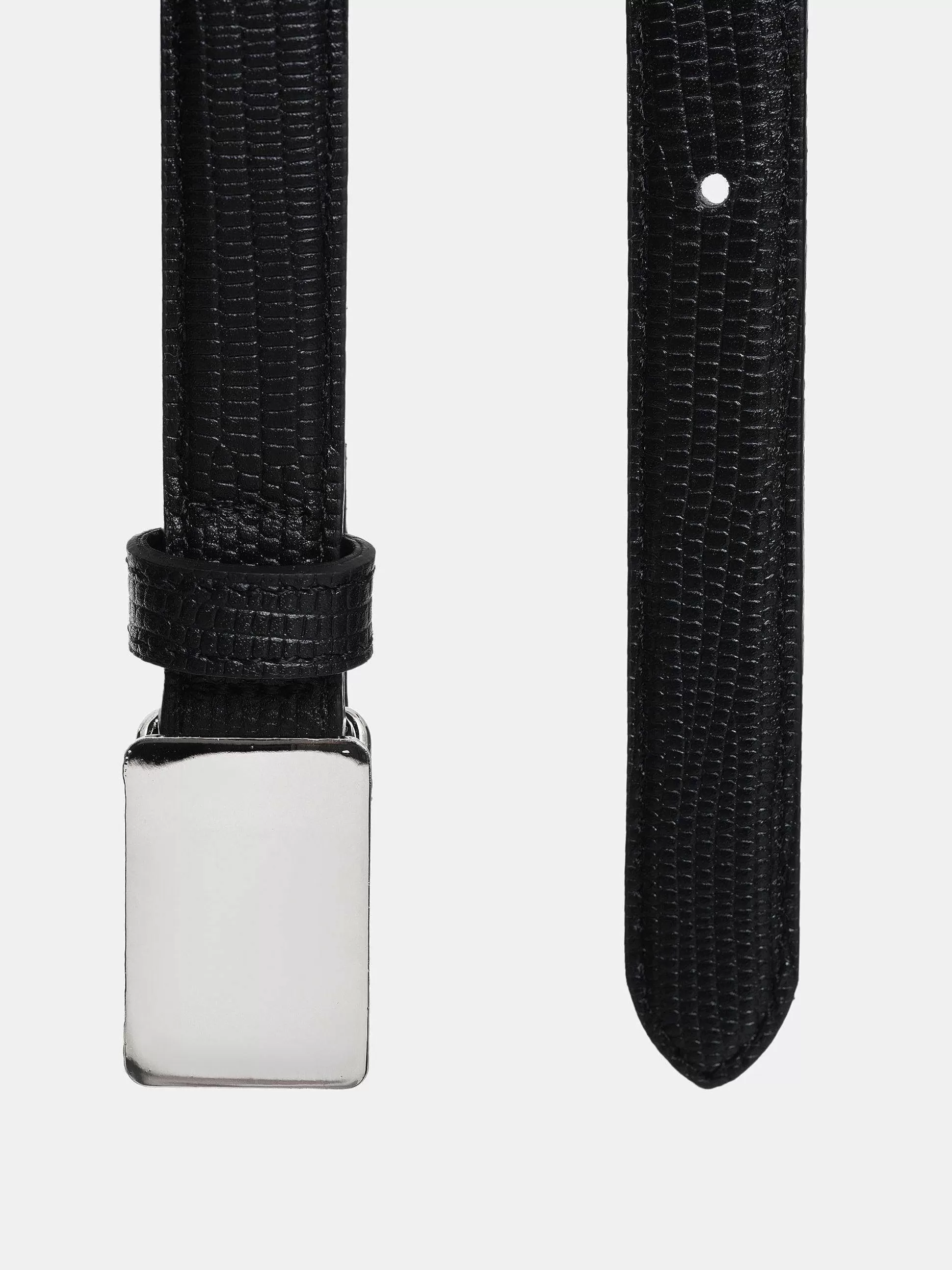 Source Unknown Ceinture Effet Croco A Boucle Plate, Argent Best