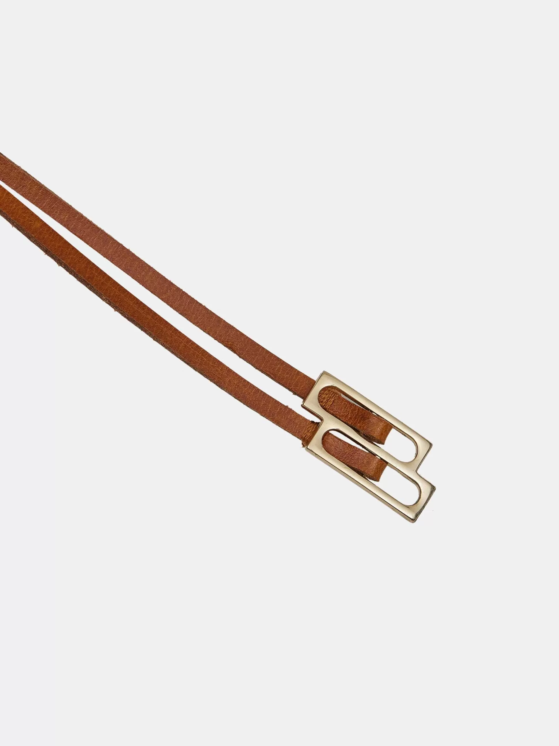 Source Unknown Ceinture En Cuir Double Fine, Beige Cheap