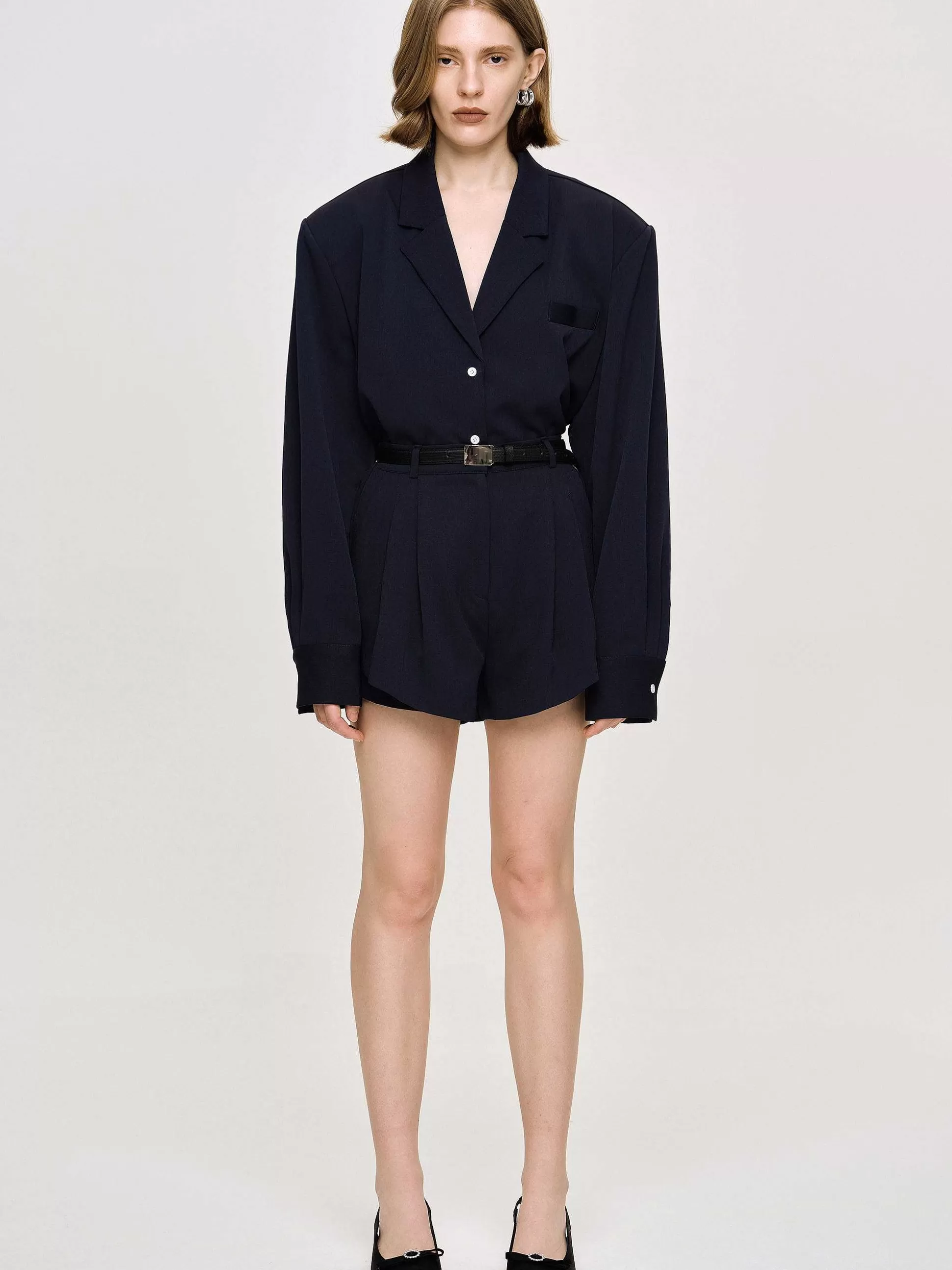 Source Unknown Chemise Fluide Surdimensionnee, Bleu Marine Cheap