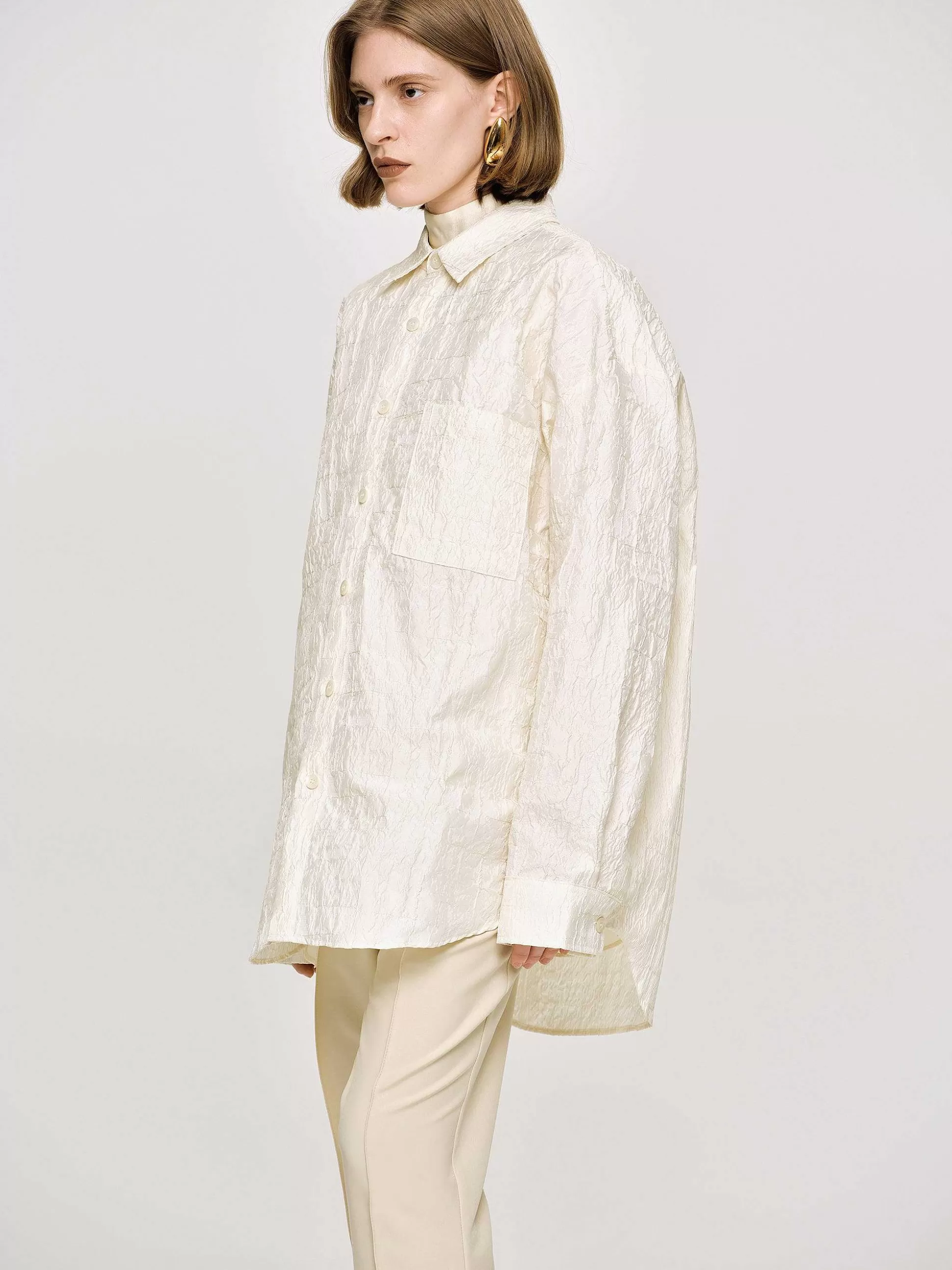 Source Unknown Chemise Jacquard Over-Fit, Parchemin Best