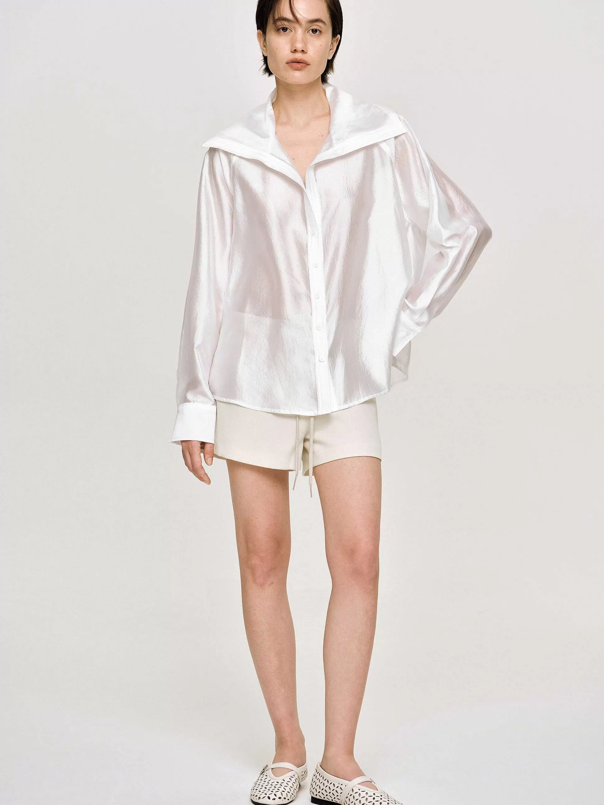 Source Unknown Chemise Transparente A Col Marin, Blanche Clearance