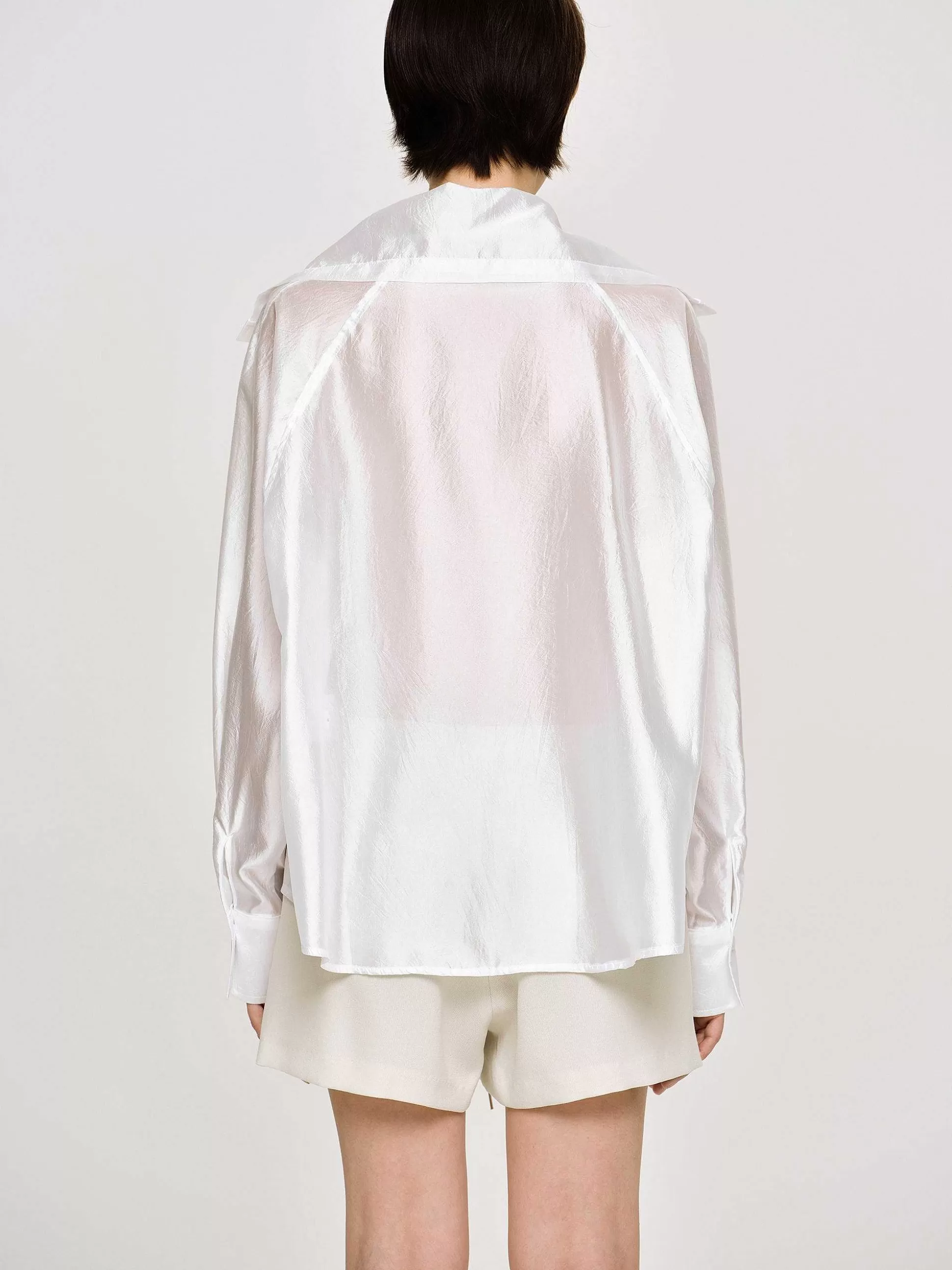 Source Unknown Chemise Transparente A Col Marin, Blanche Clearance