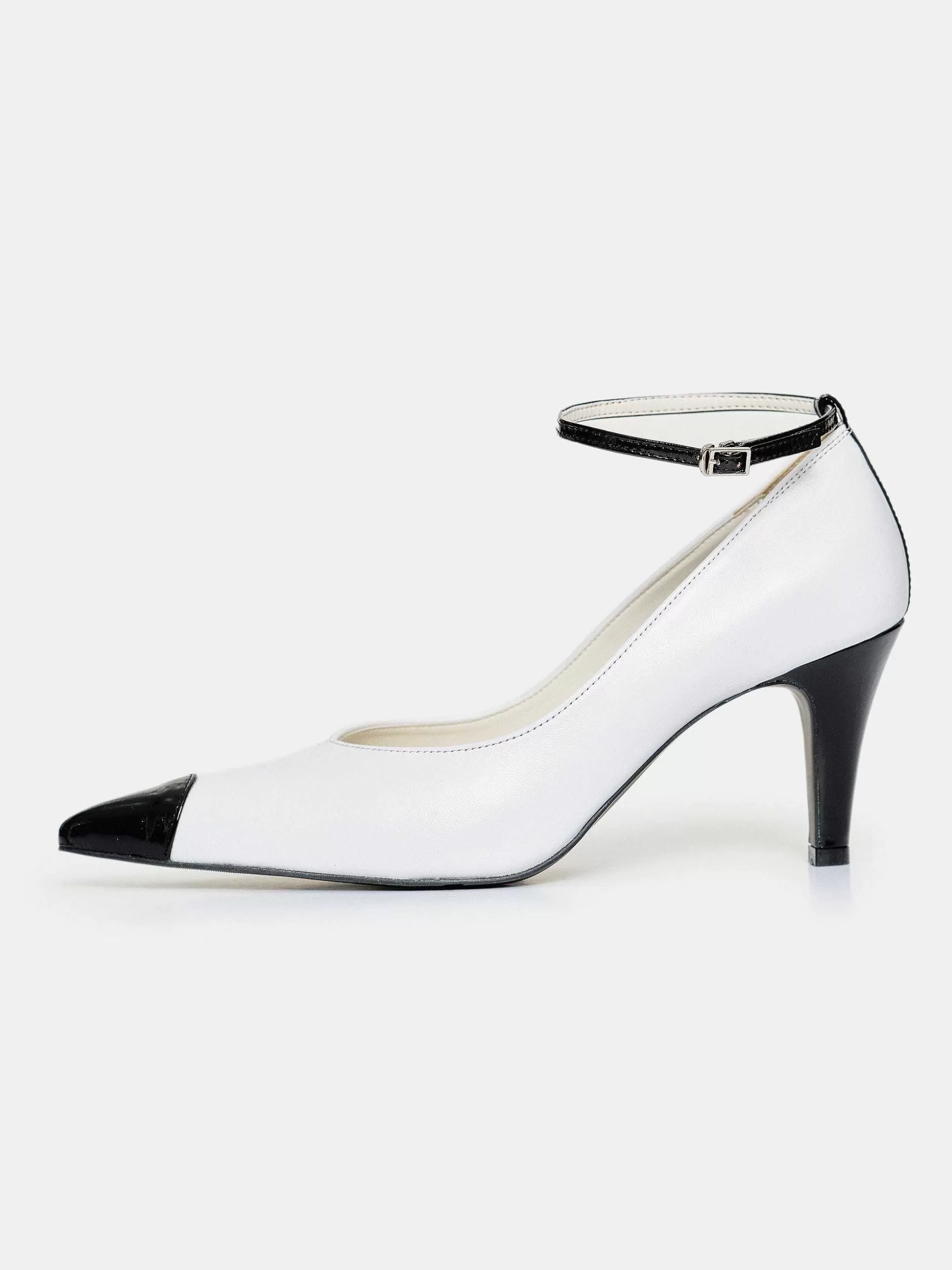 Source Unknown Escarpins Ester Bicolores A Bride Cheville, Blanc Clearance