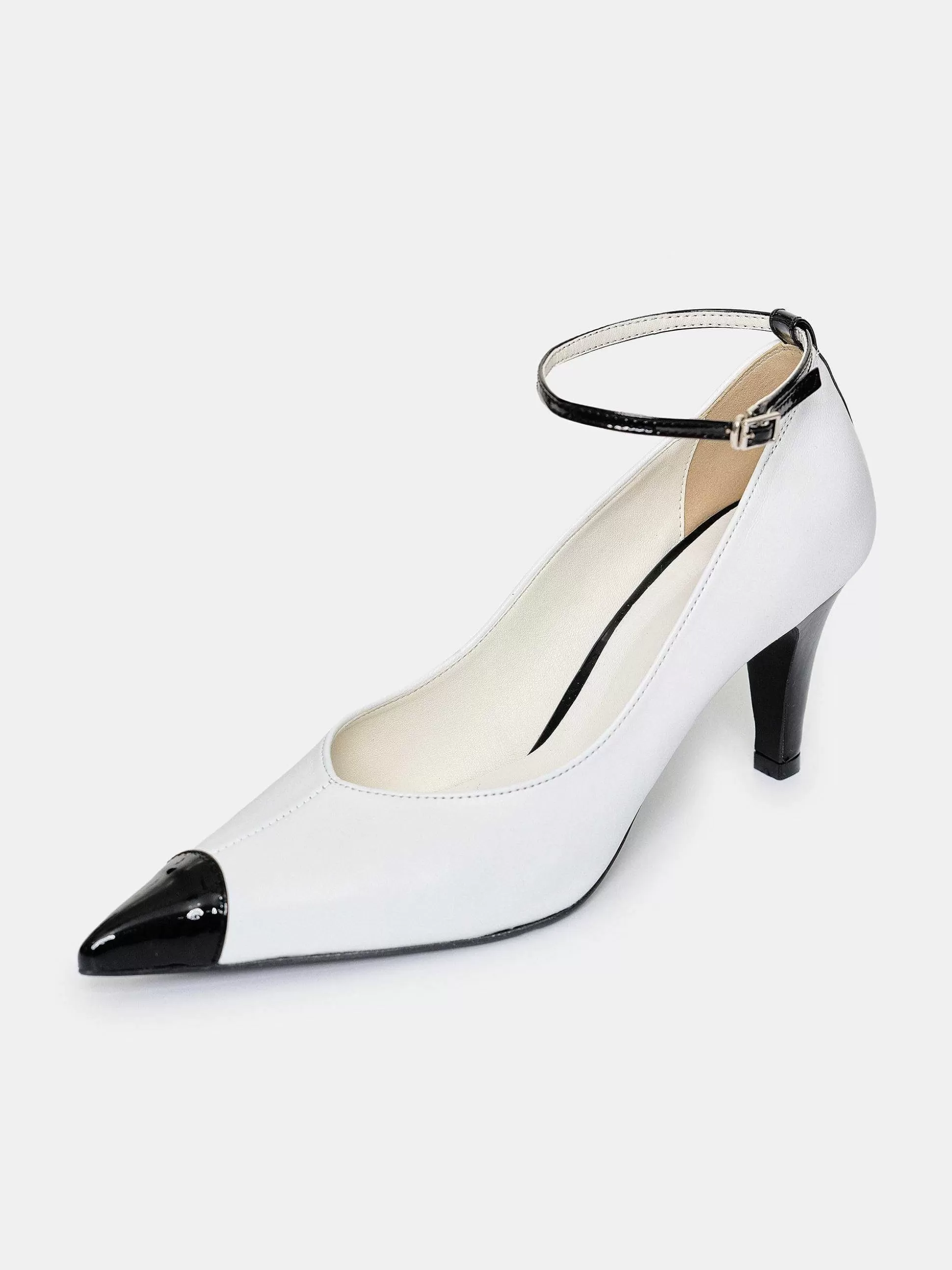 Source Unknown Escarpins Ester Bicolores A Bride Cheville, Blanc Clearance