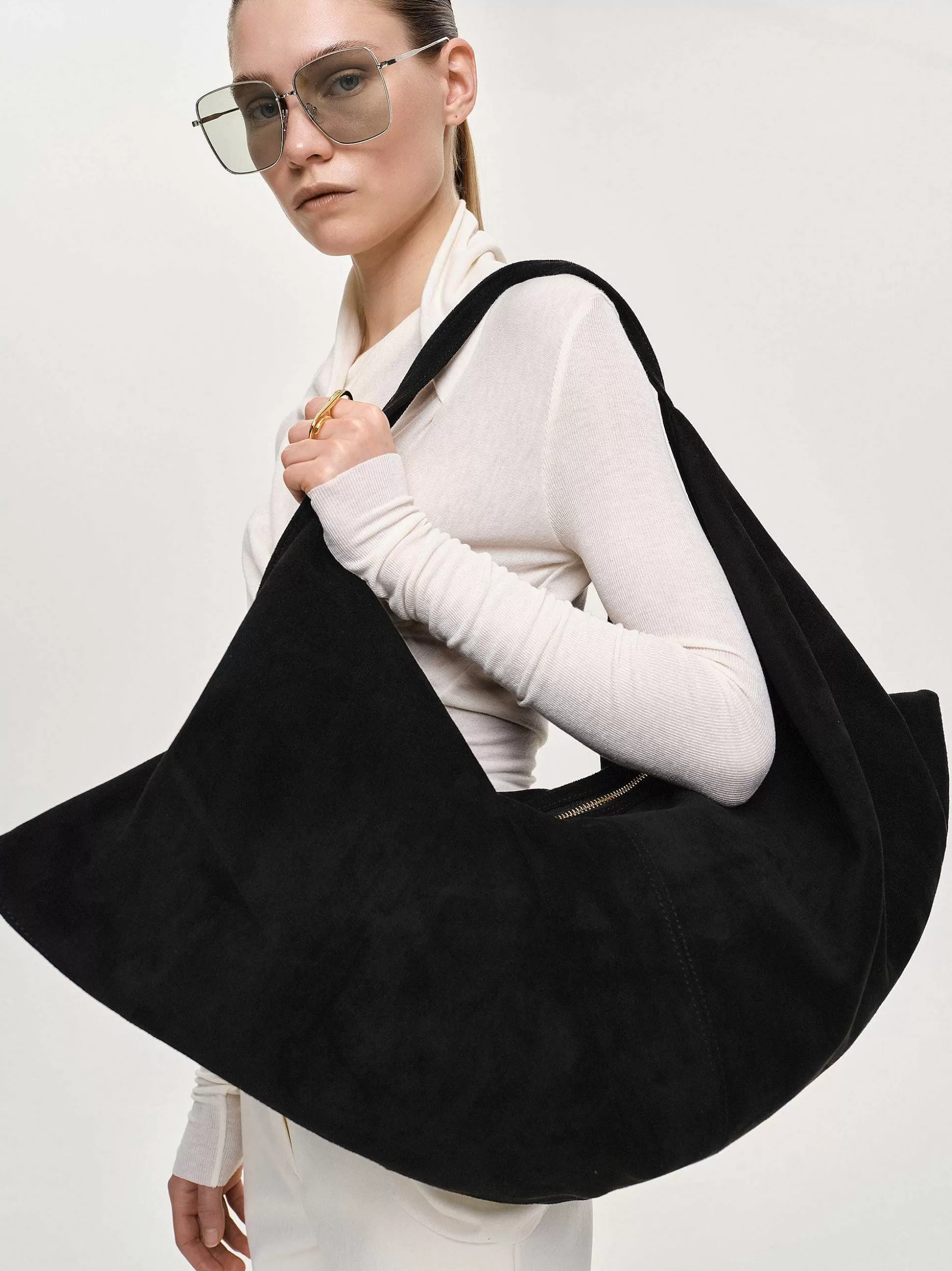 Source Unknown Grand Sac Fortune Cookie, Suede Noir Fashion