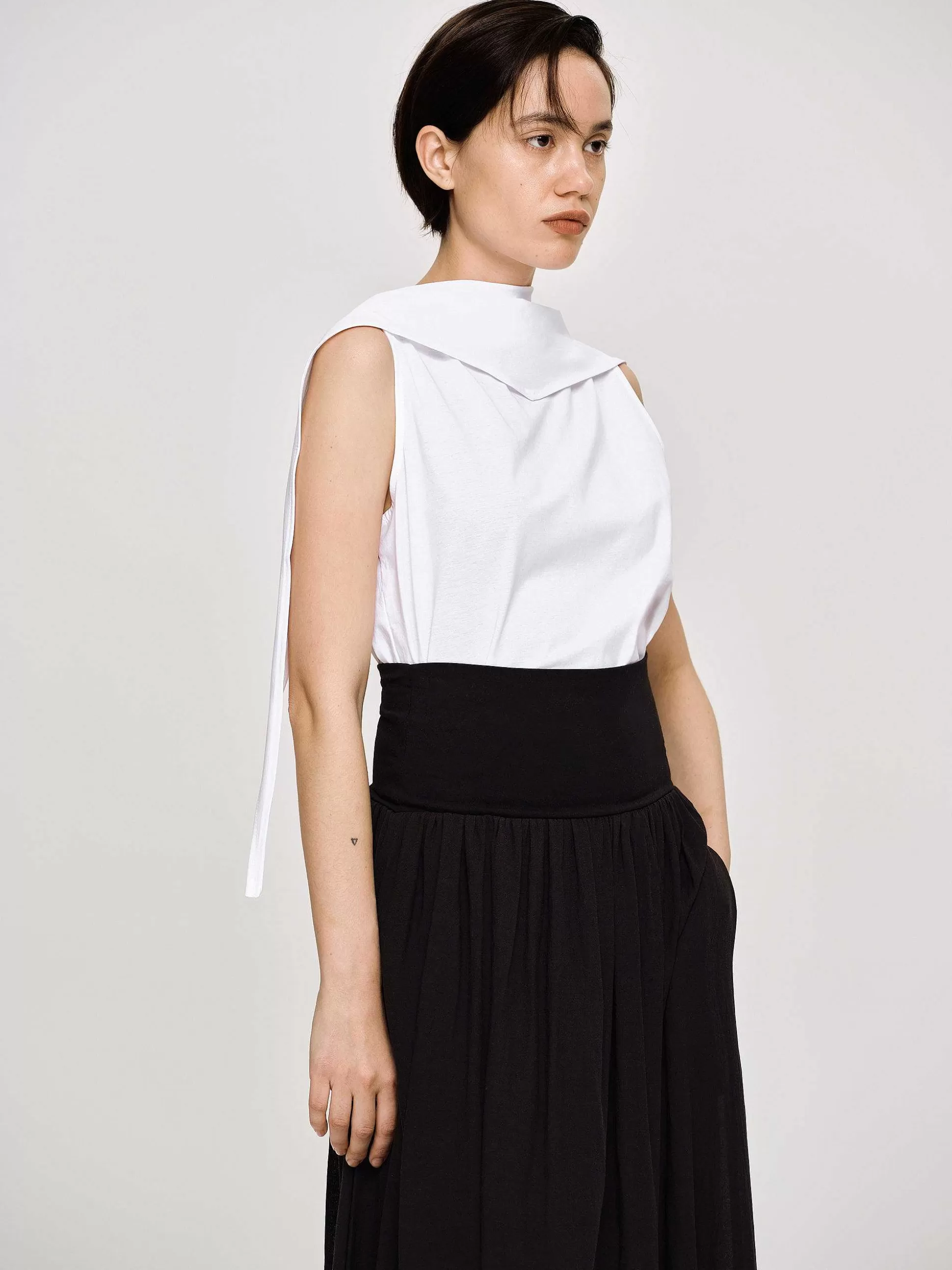 Source Unknown Haut A Col Foulard, Blanc Cheap