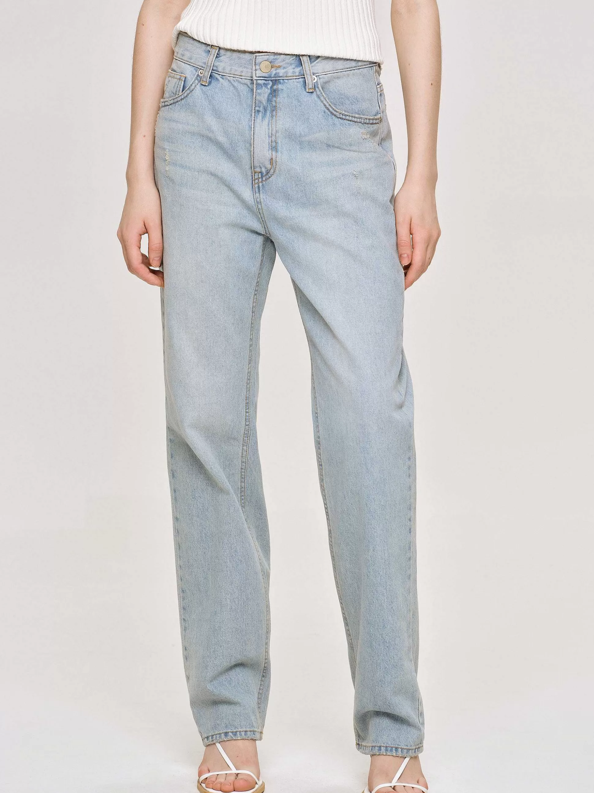 Source Unknown Jean Droit Effet Vieilli, Bleu Clair Vintage Best Sale