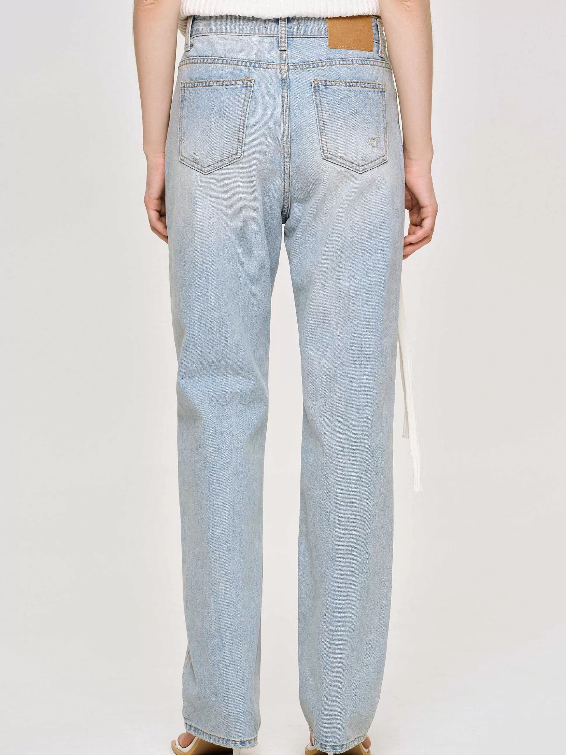 Source Unknown Jean Droit Effet Vieilli, Bleu Clair Vintage Best Sale
