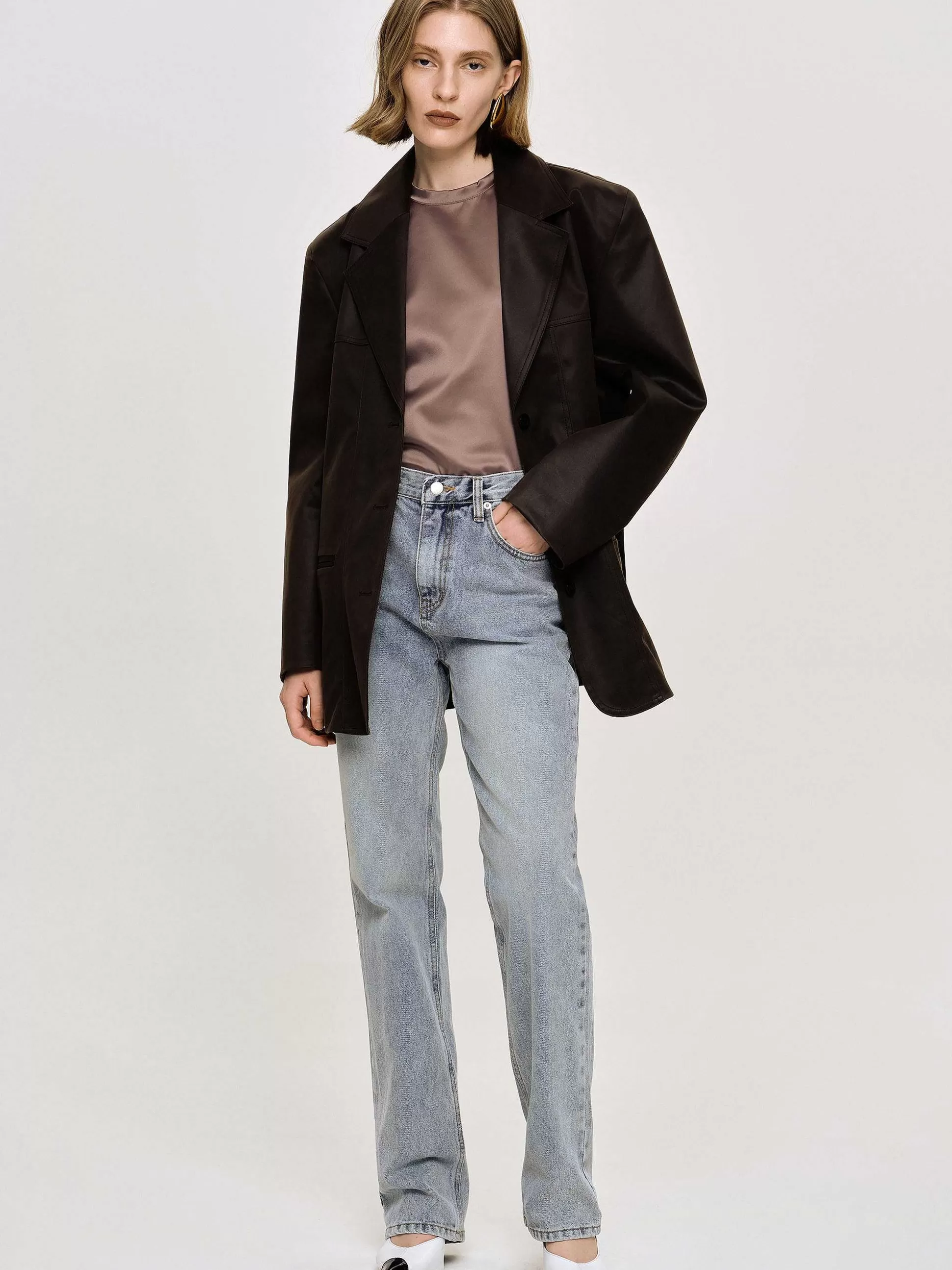 Source Unknown Jean Long Taille Haute, Bleu Cendre Outlet