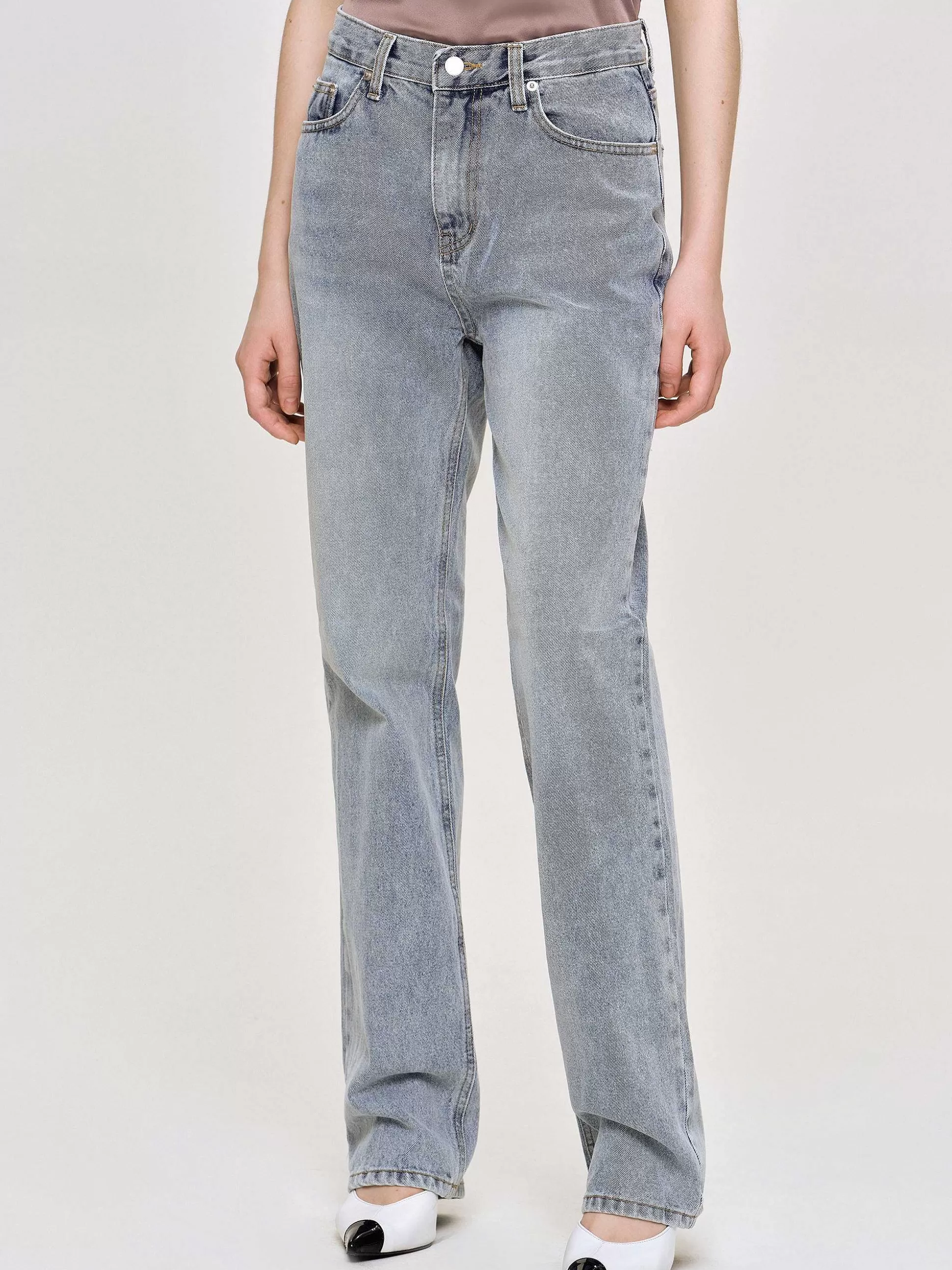 Source Unknown Jean Long Taille Haute, Bleu Cendre Outlet