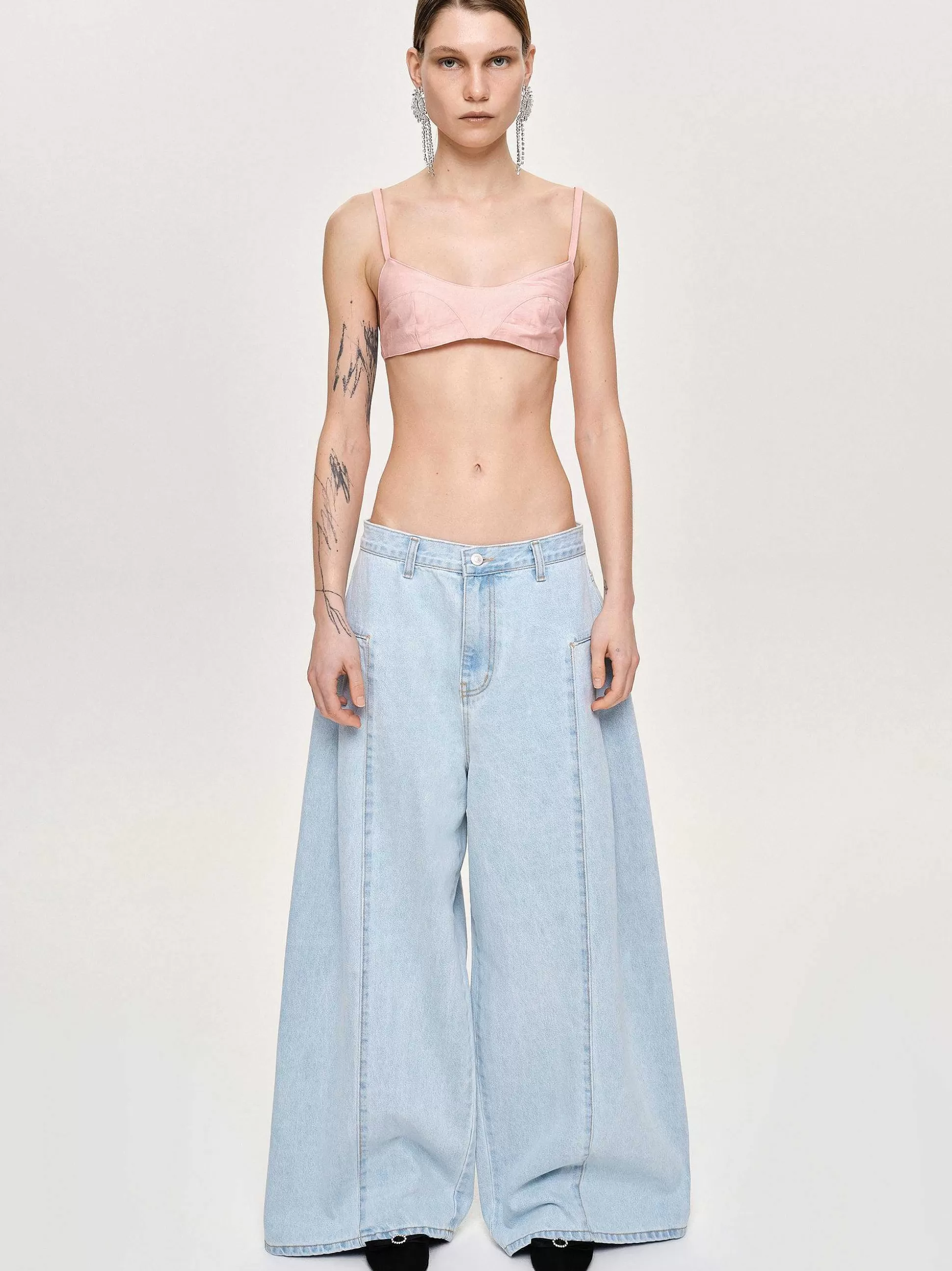 Source Unknown Jean Oversize Double Face, Bleu Clair Hot
