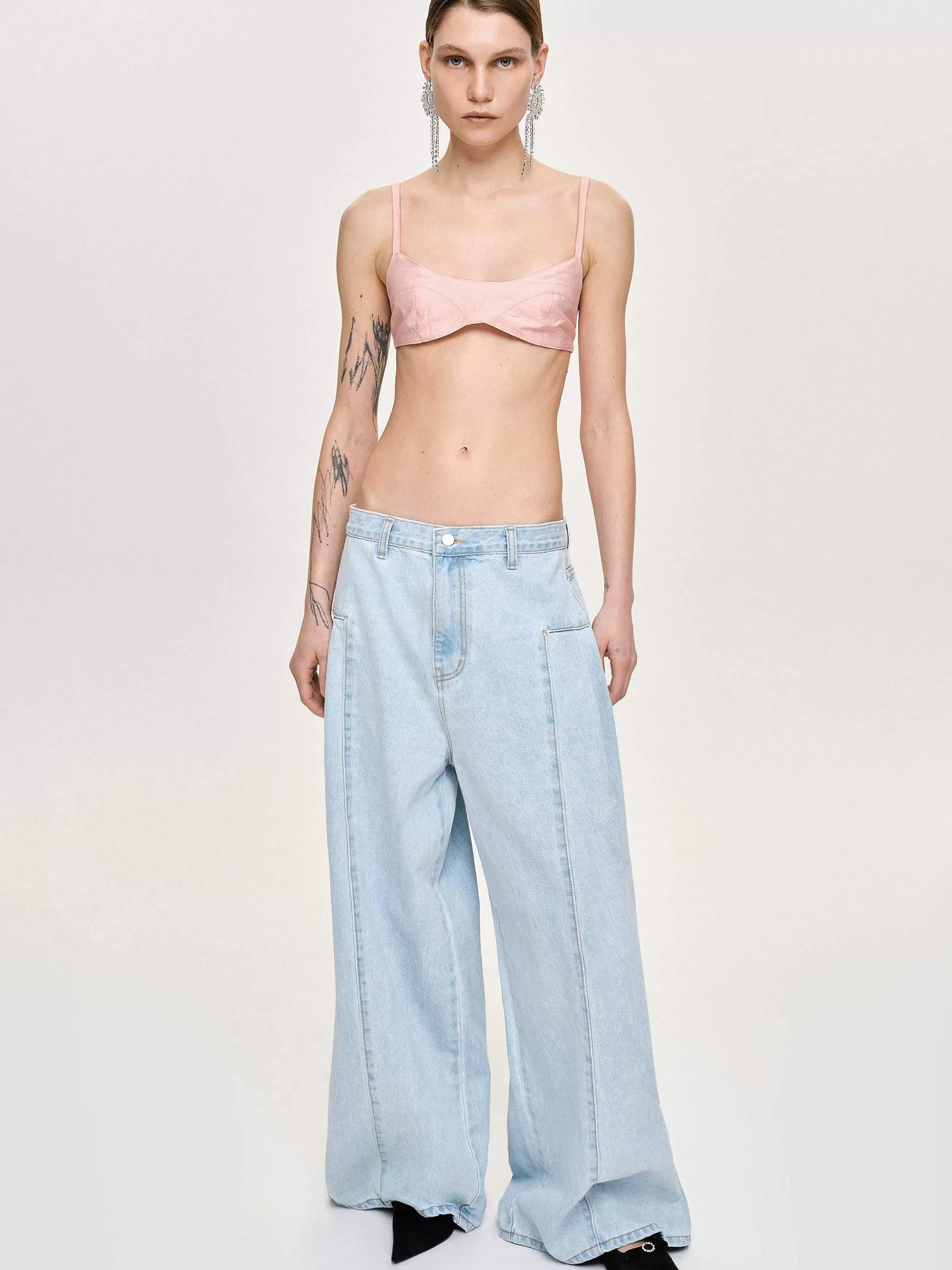 Source Unknown Jean Oversize Double Face, Bleu Clair Hot