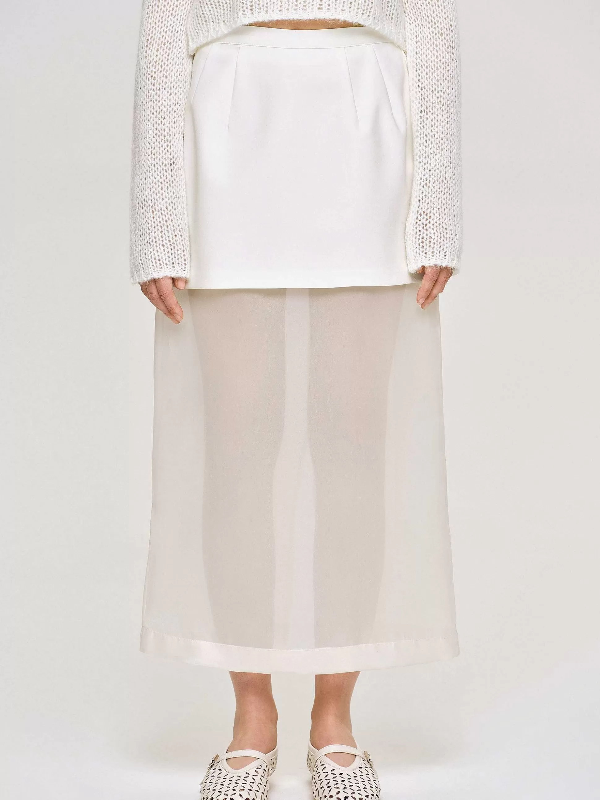 Source Unknown Jupe Mi-Longue Transparente, Blanc Outlet