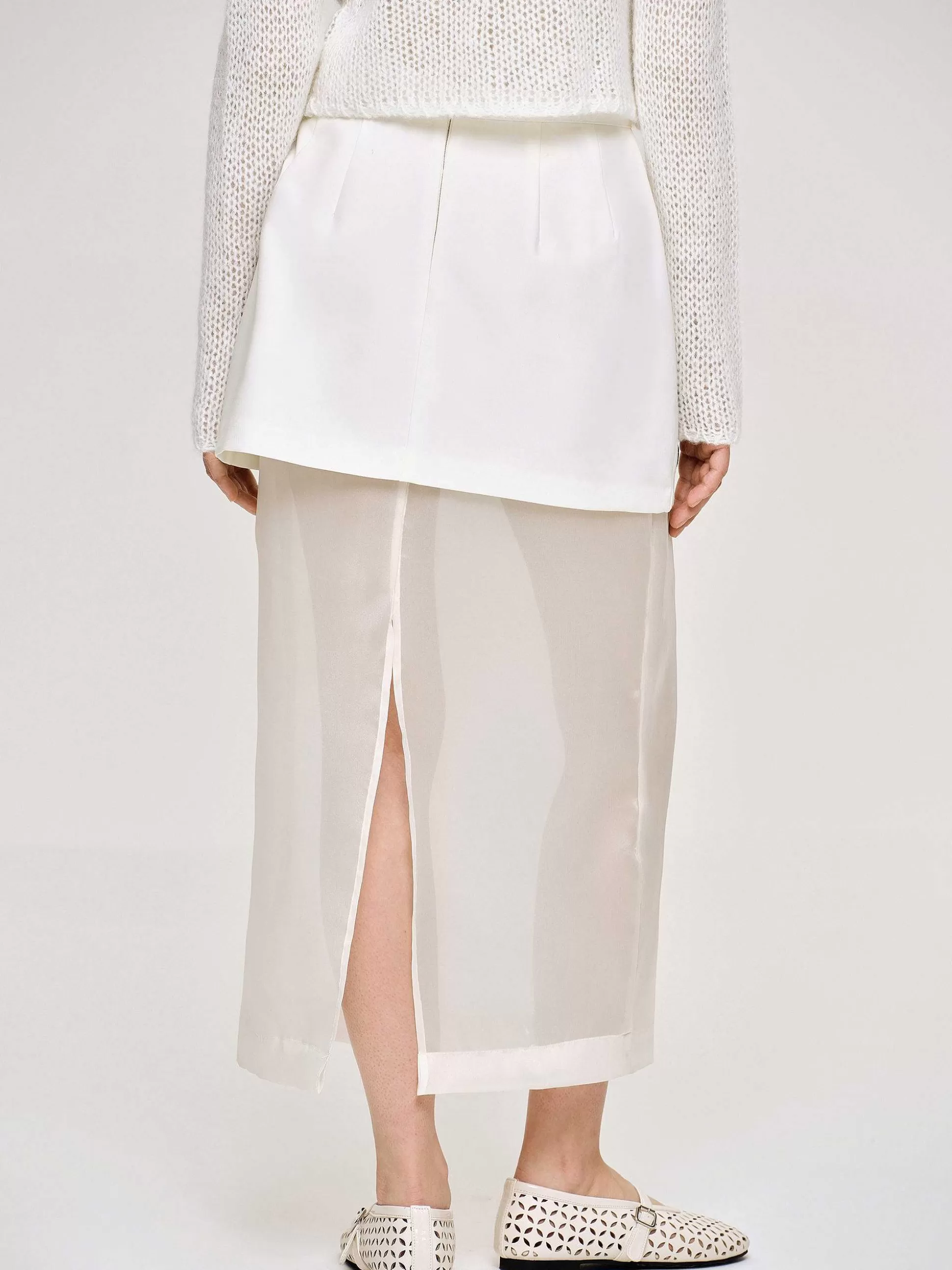 Source Unknown Jupe Mi-Longue Transparente, Blanc Outlet