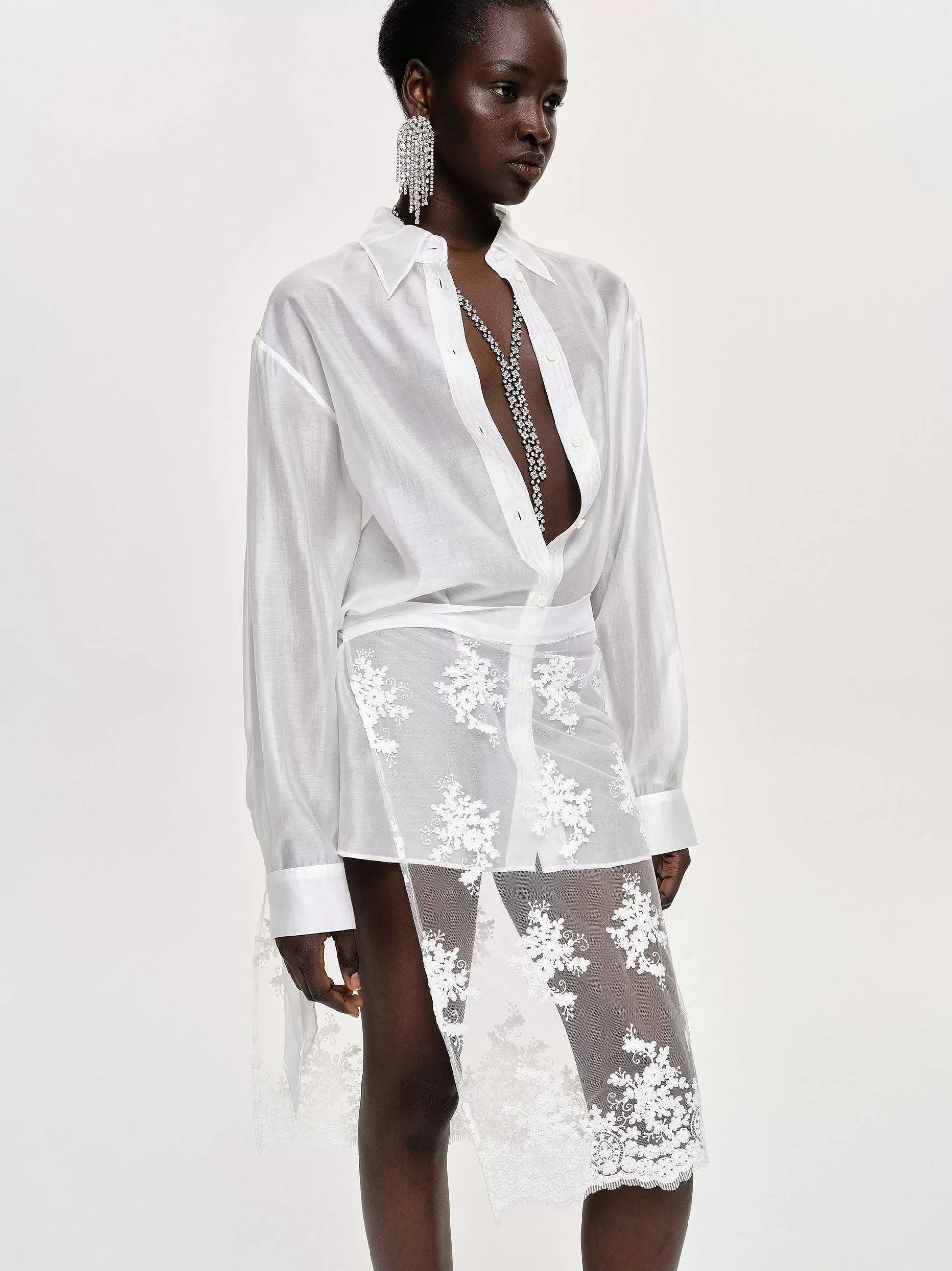 Source Unknown Jupe Portefeuille A Applique Floral, Blanc Online