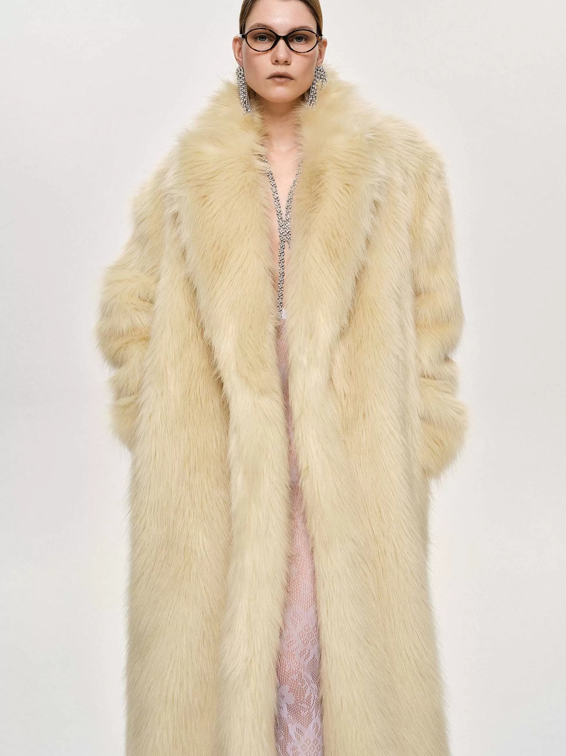 Source Unknown Manteau Grand-Pere Surdimensionne En Fourrure Wallis, Creme Toscane Shop