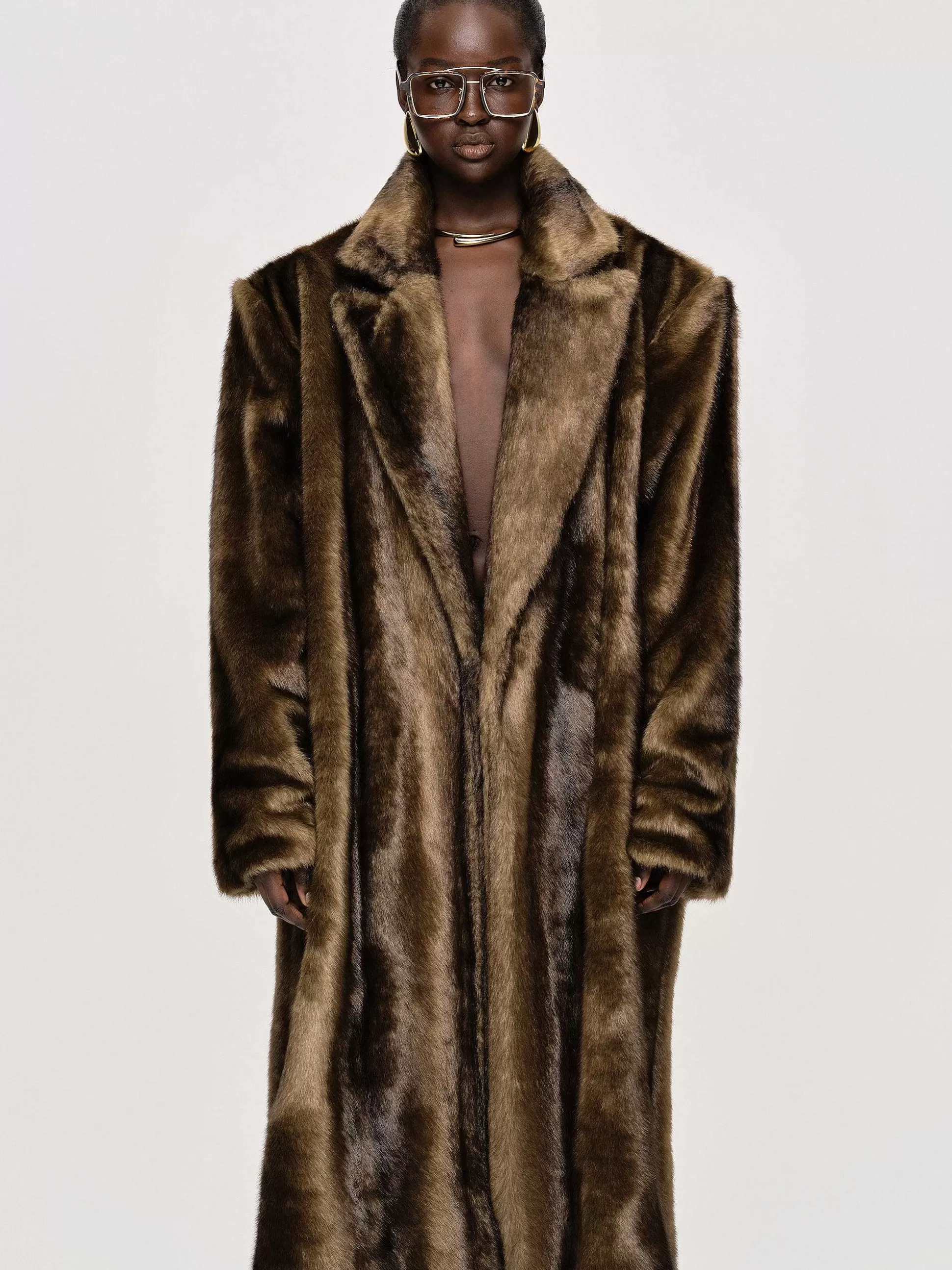 Source Unknown Manteau Grand-Pere Surdimensionne En Fourrure Wallis, Expresso Clearance