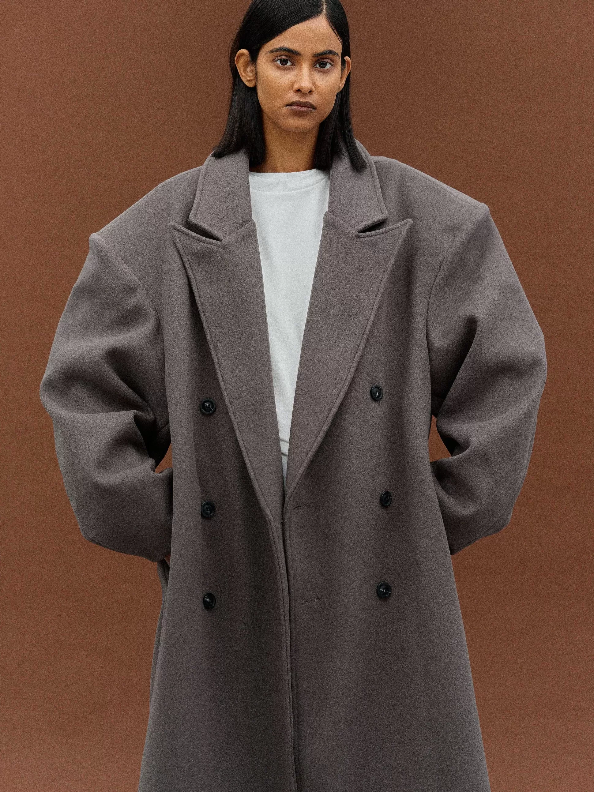 Source Unknown Manteau Grand-Pere Surdimensionne Wallis, Gris Store