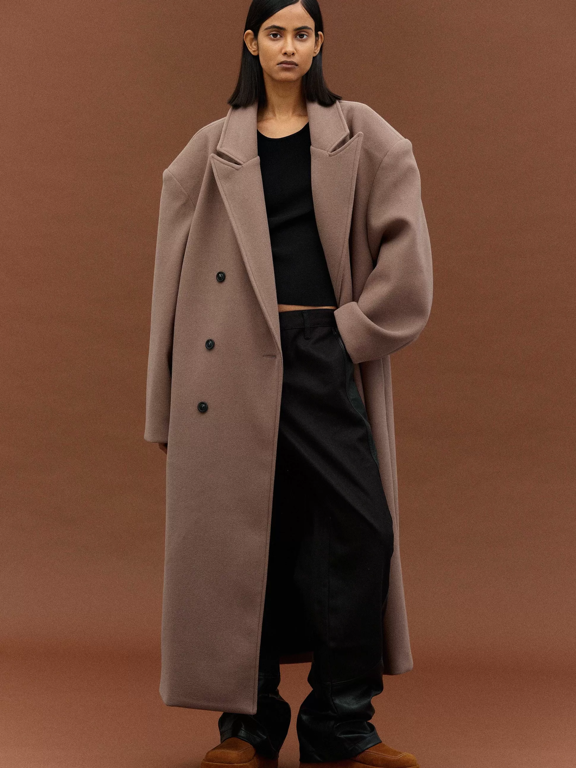 Source Unknown Manteau Grand-Pere Surdimensionne Wallis, Latte Clearance