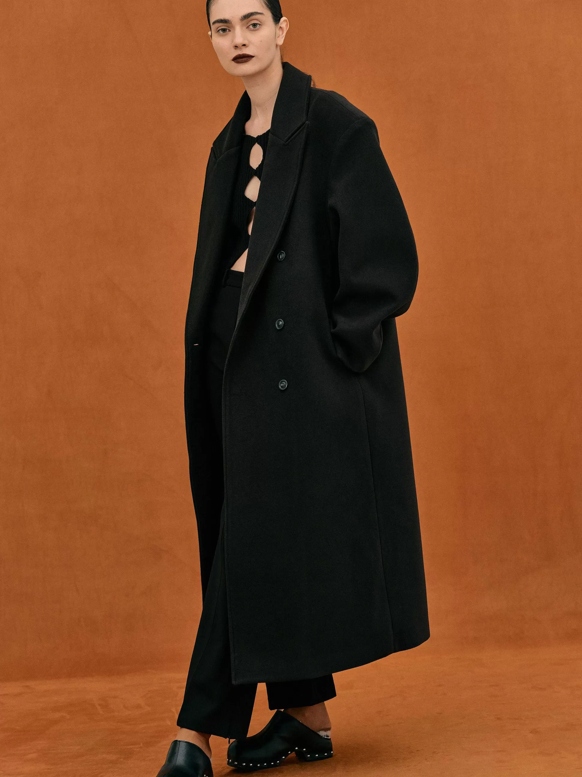 Source Unknown Manteau Grand-Pere Surdimensionne Wallis, Noir Outlet