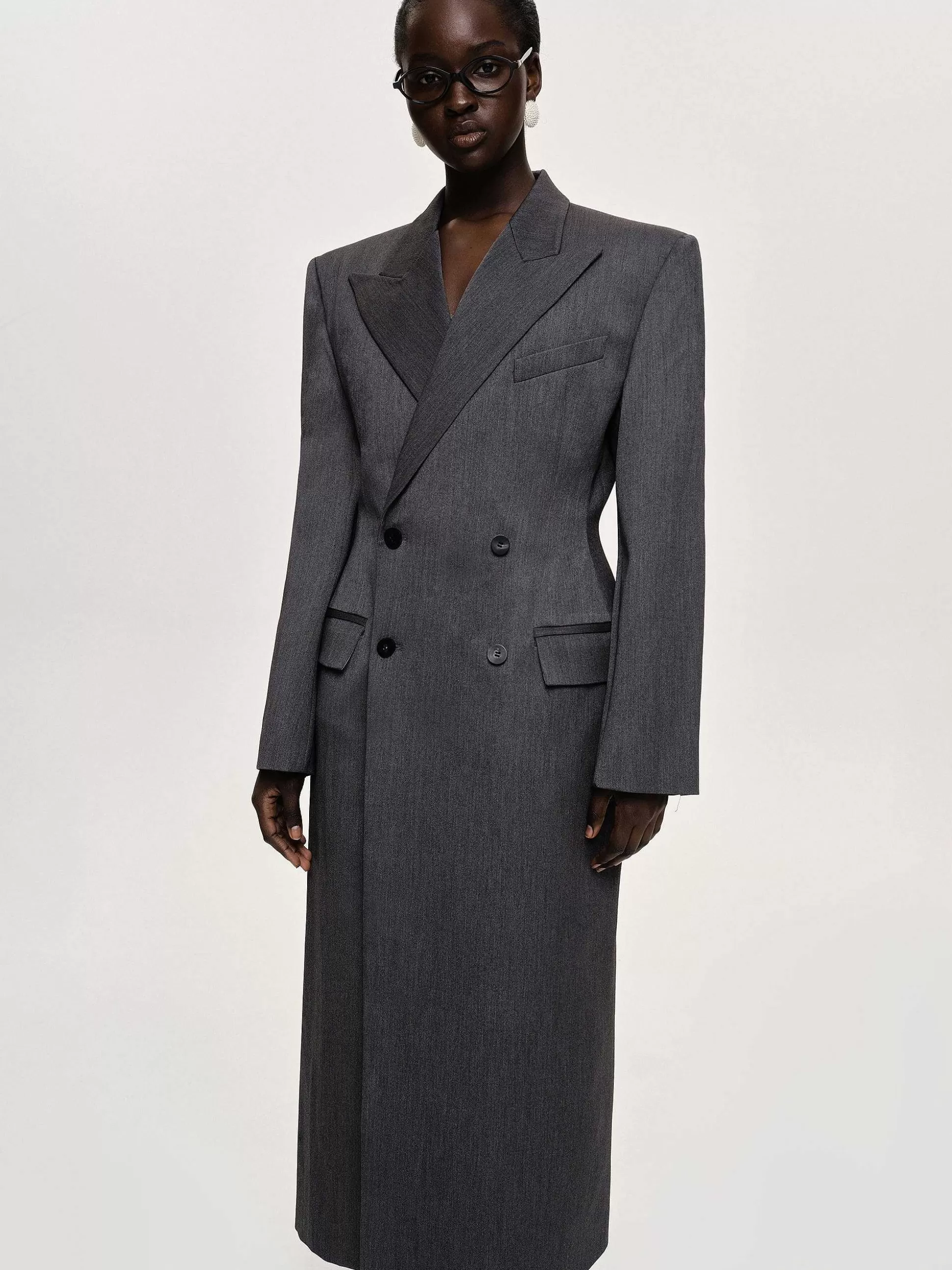 Source Unknown Manteau Long Sablier Delphina, Anthracite Best Sale