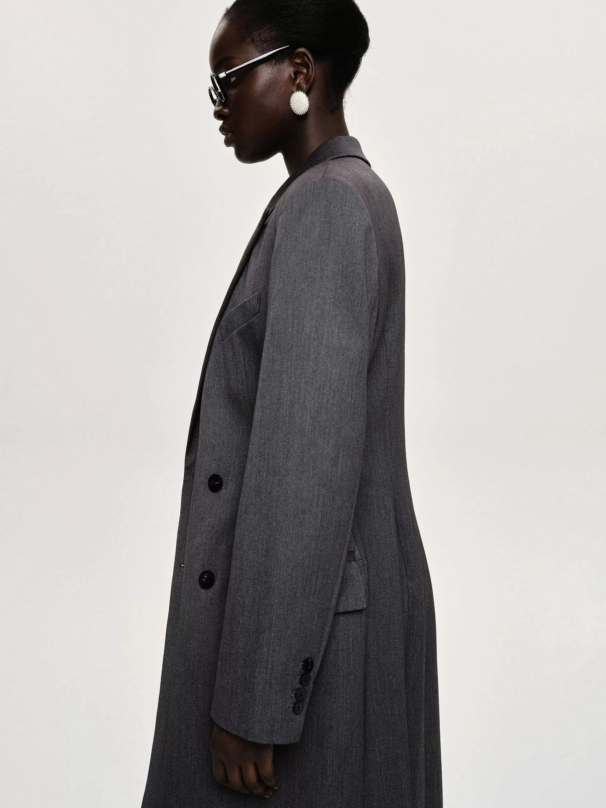 Source Unknown Manteau Long Sablier Delphina, Anthracite Best Sale