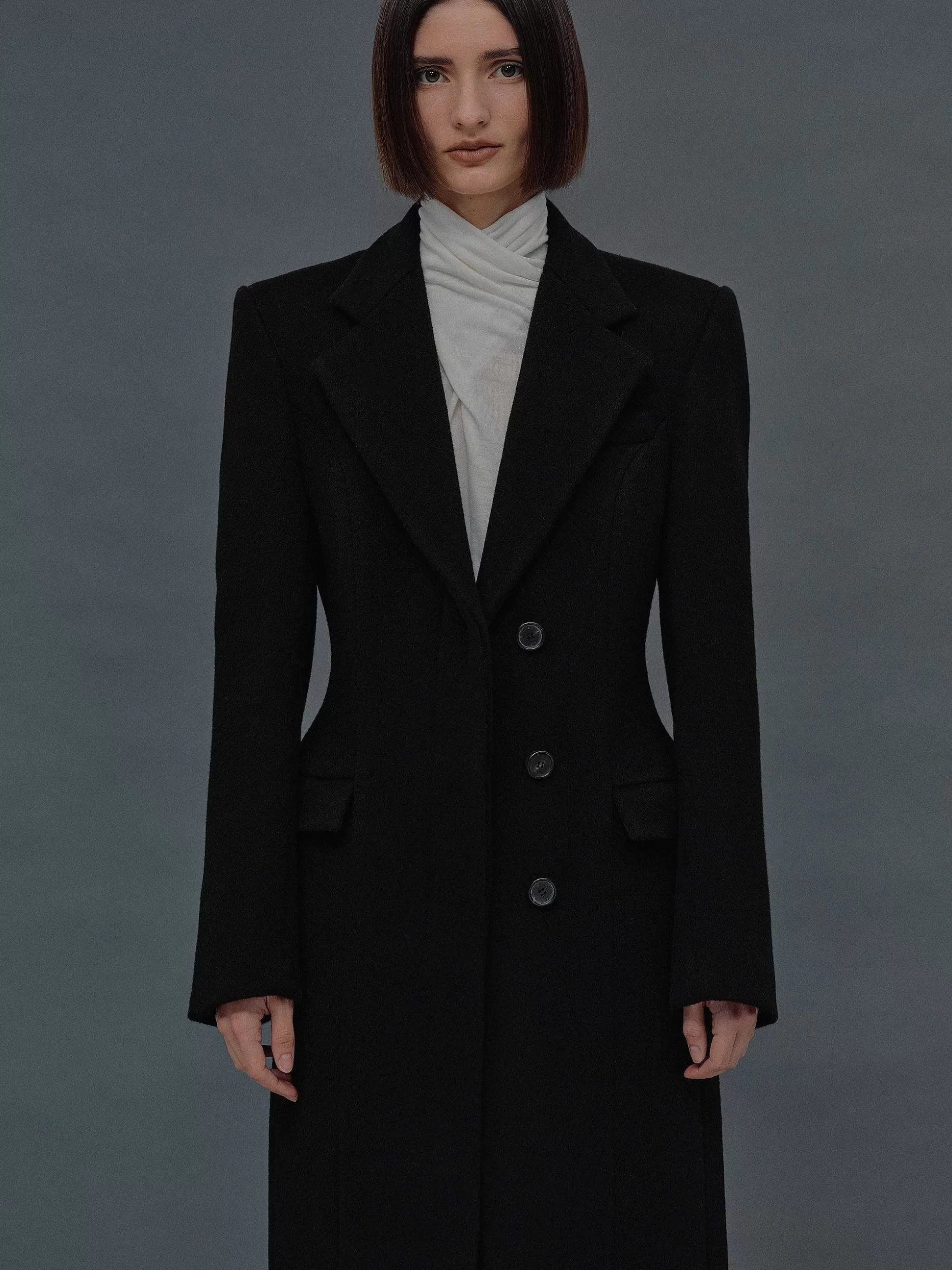 Source Unknown Manteau Sablier Holin, Noir Fashion