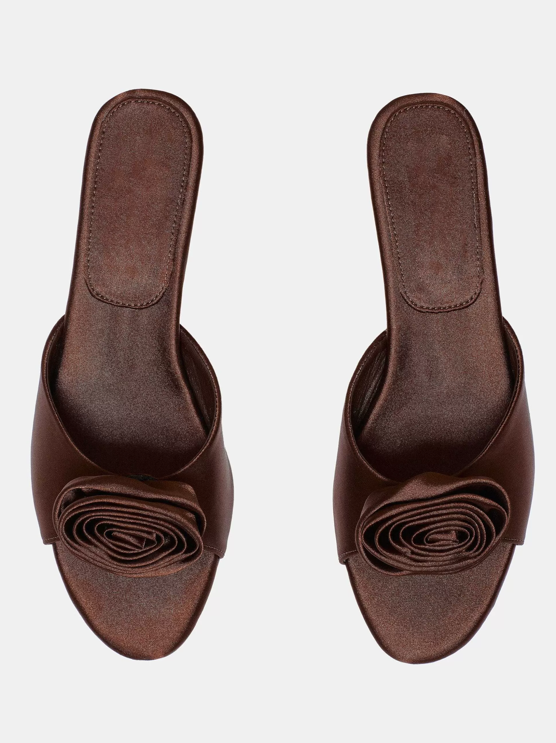 Source Unknown Mules En Satin Avec Appliques Roses, Chocolat Cheap