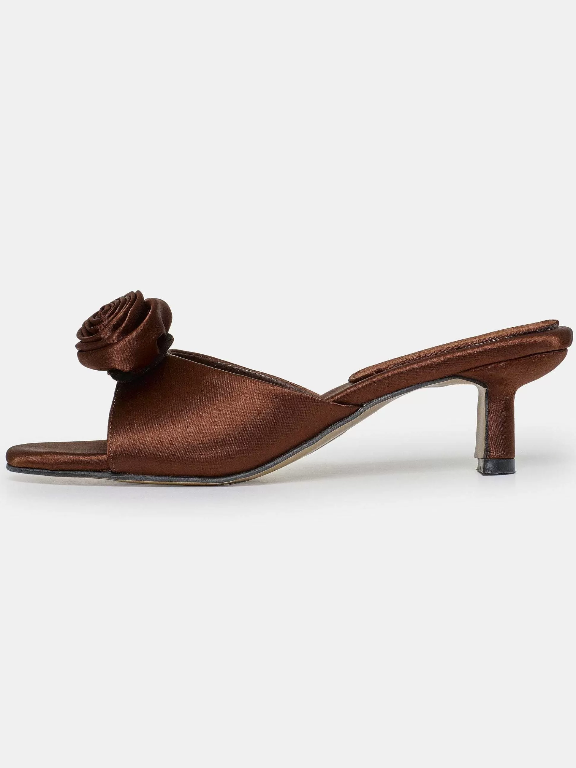 Source Unknown Mules En Satin Avec Appliques Roses, Chocolat Cheap