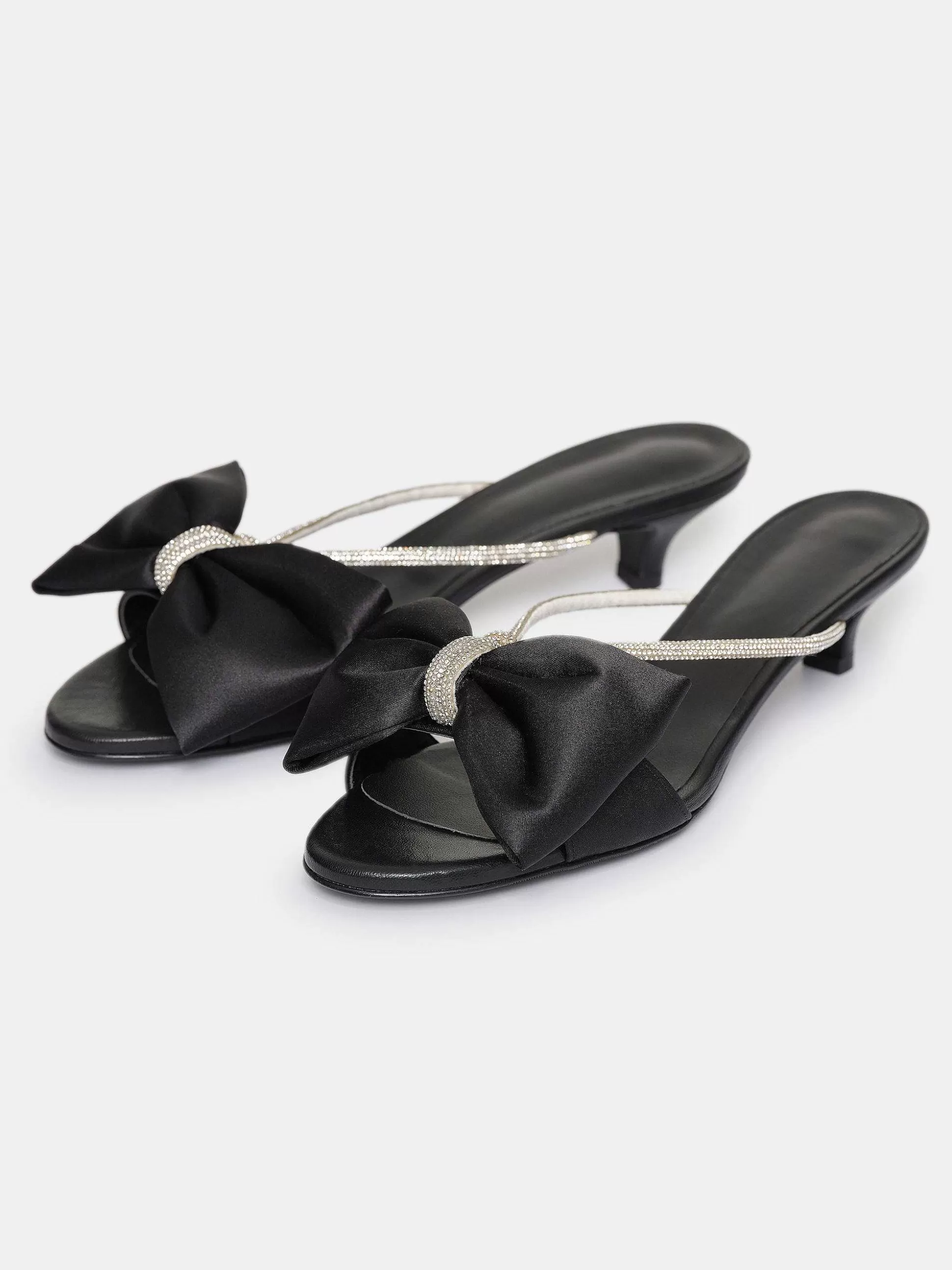 Source Unknown Mules Ornees De Cristaux Kaia, Noir Best Sale