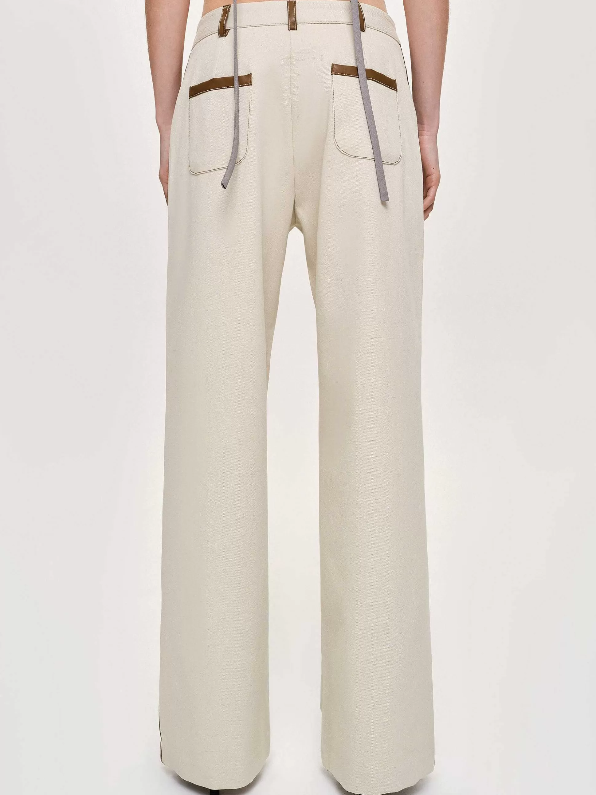 Source Unknown Pantalon A Finitions En Cuir, Toile Outlet
