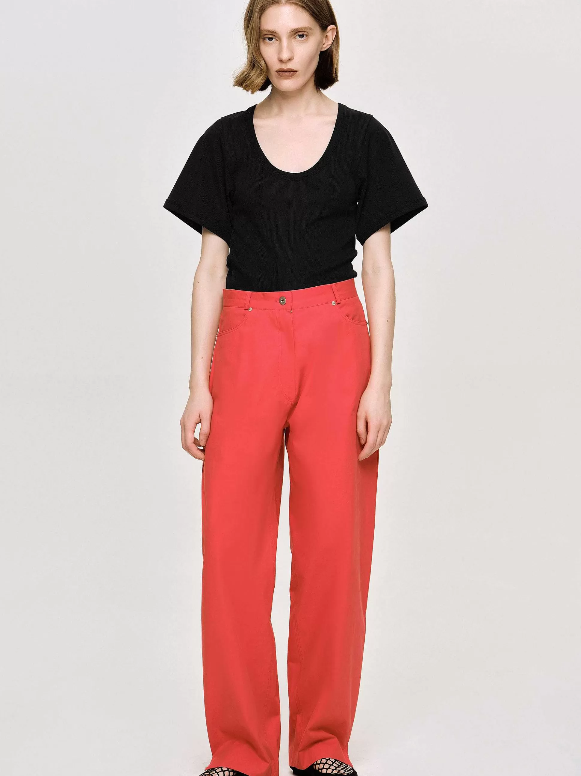 Source Unknown Pantalon A Jambe Cylindrique, Rouge Best Sale