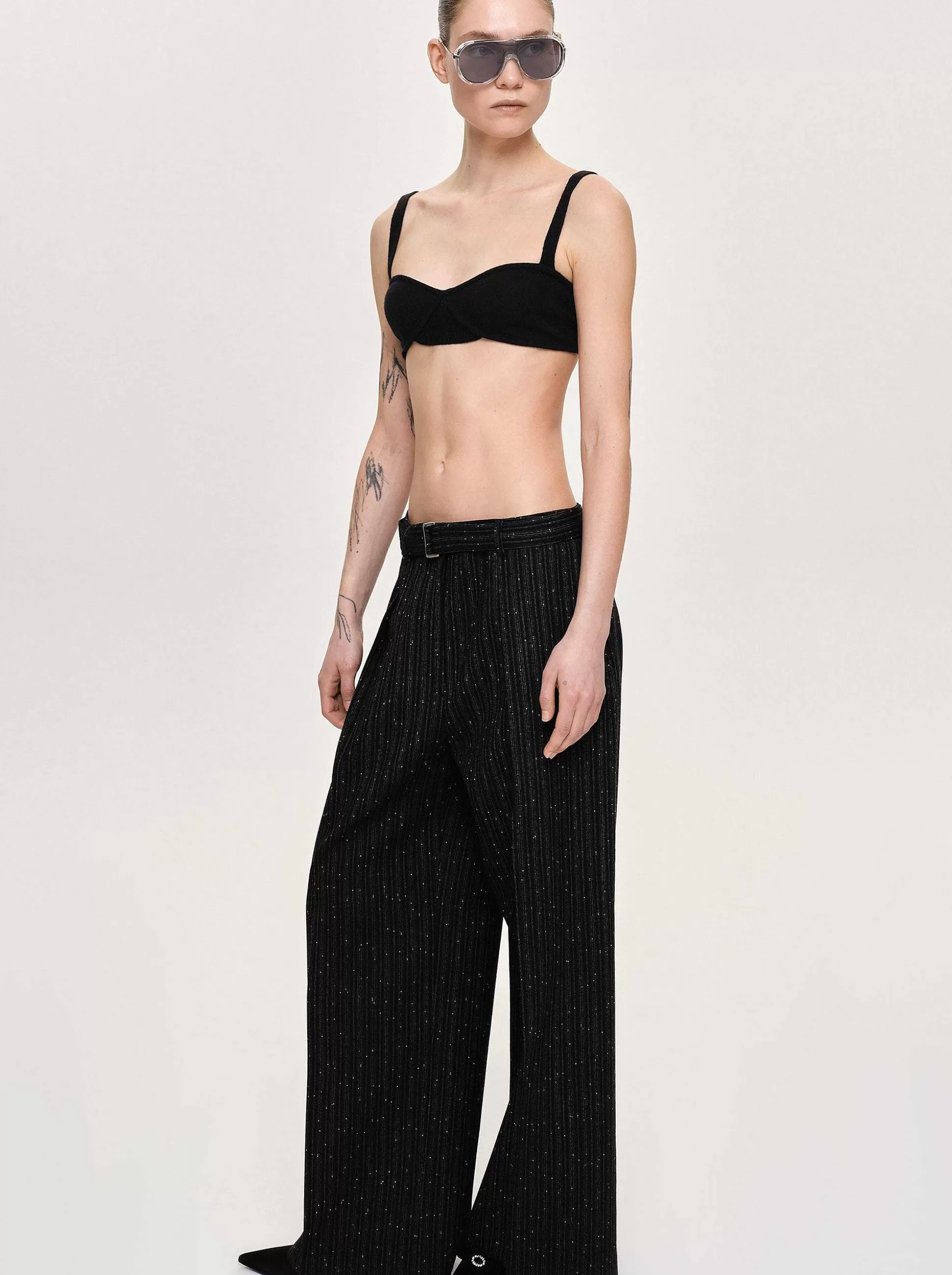 Source Unknown Pantalon De Costume Ceinture, Rayures Noires Online