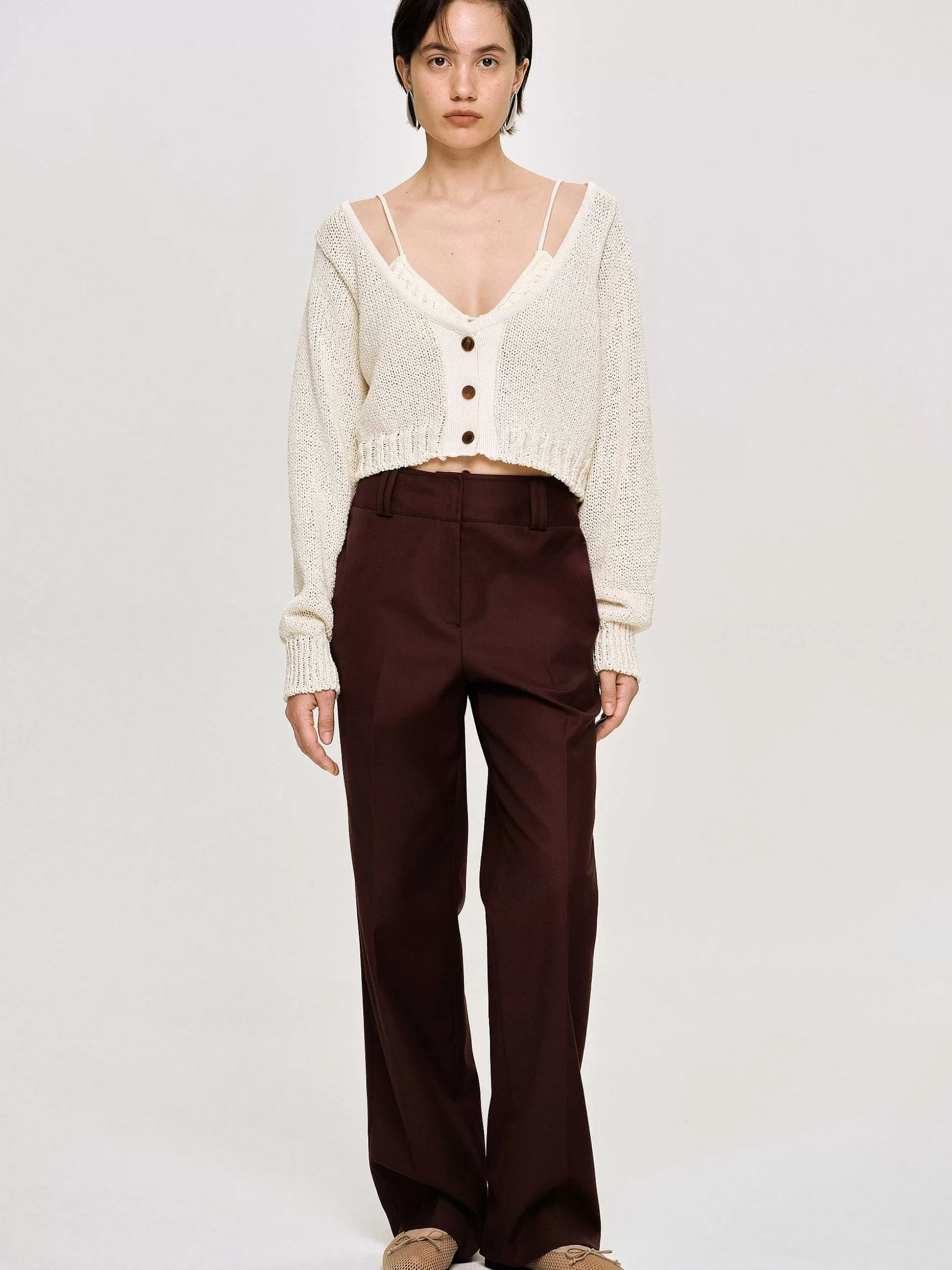 Source Unknown Pantalon De Costume En Gabardine, Marron Merlot Best