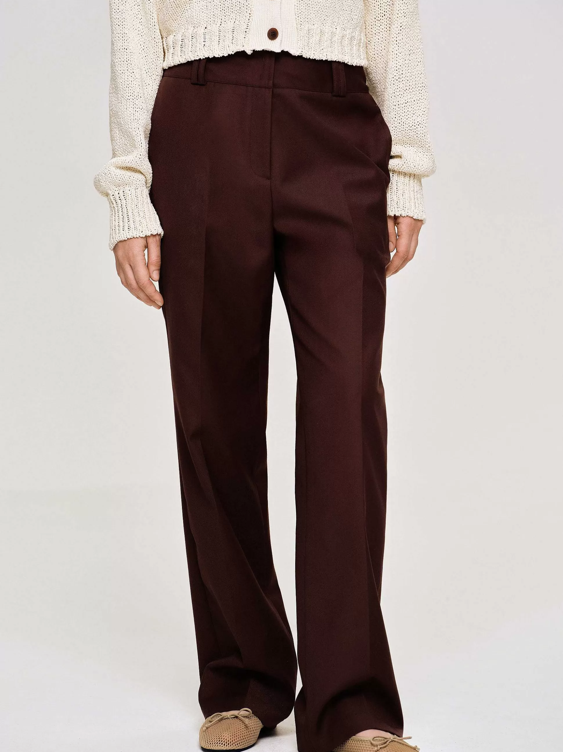 Source Unknown Pantalon De Costume En Gabardine, Marron Merlot Best