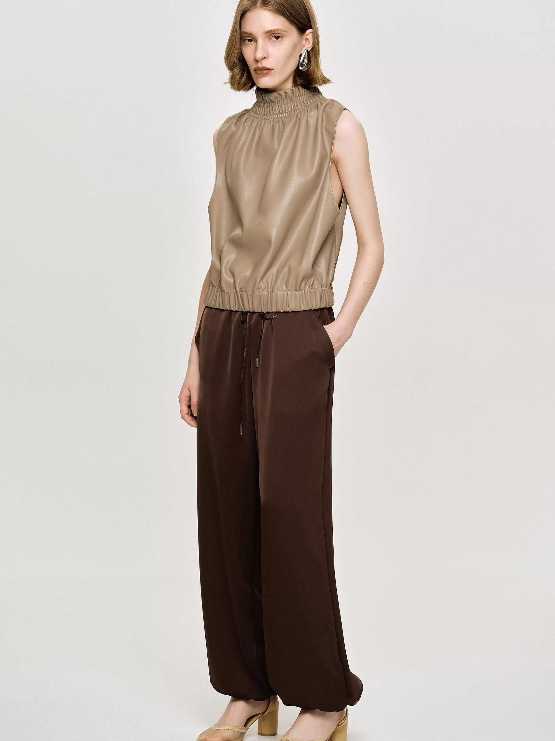 Source Unknown Pantalon De Jogging En Satin, Rouge Merlot Shop