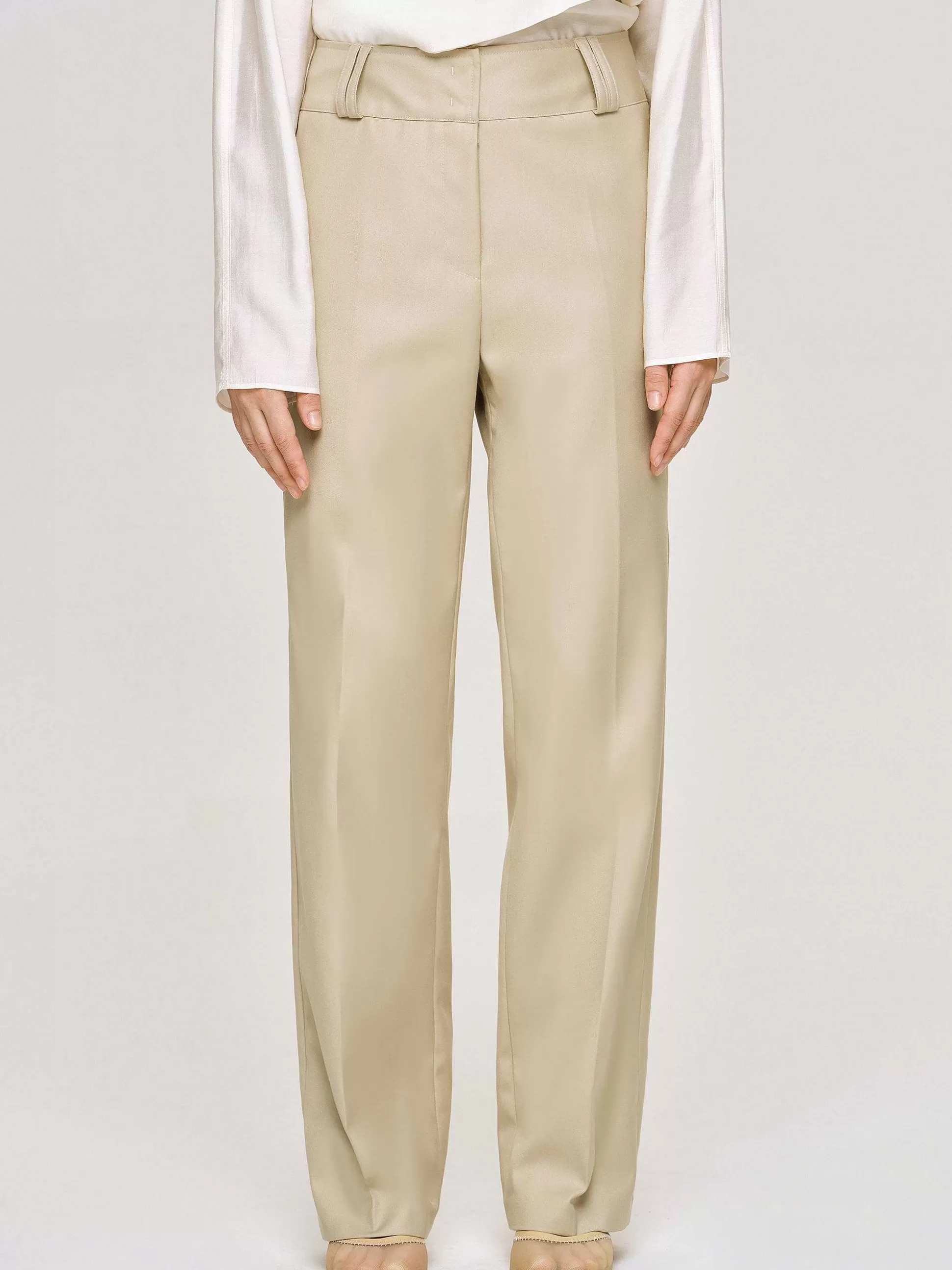 Source Unknown Pantalon Droit En Gabardine, Beige Clearance
