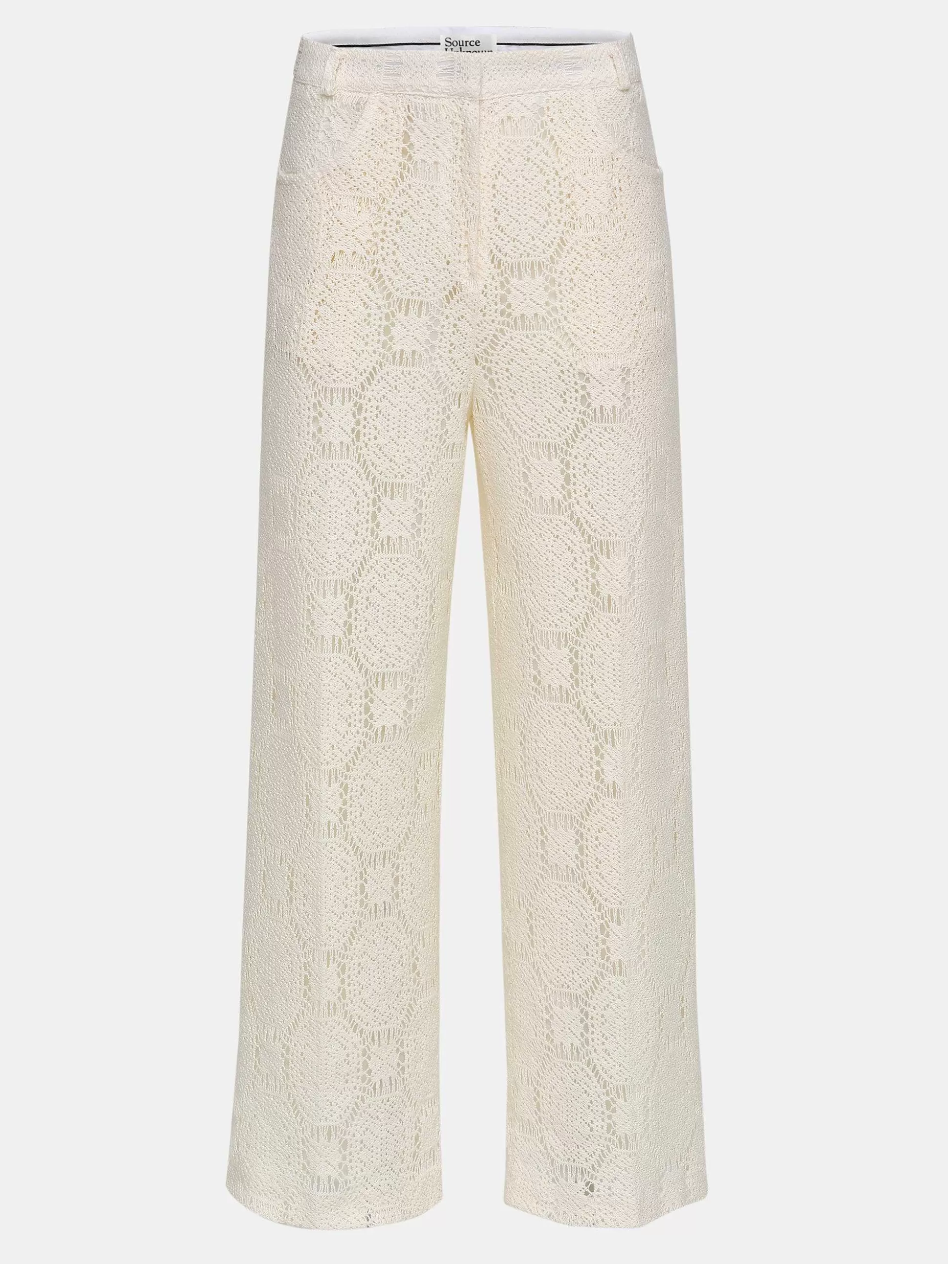 Source Unknown Pantalon Large Au Crochet Sevilla, Ecru Cheap