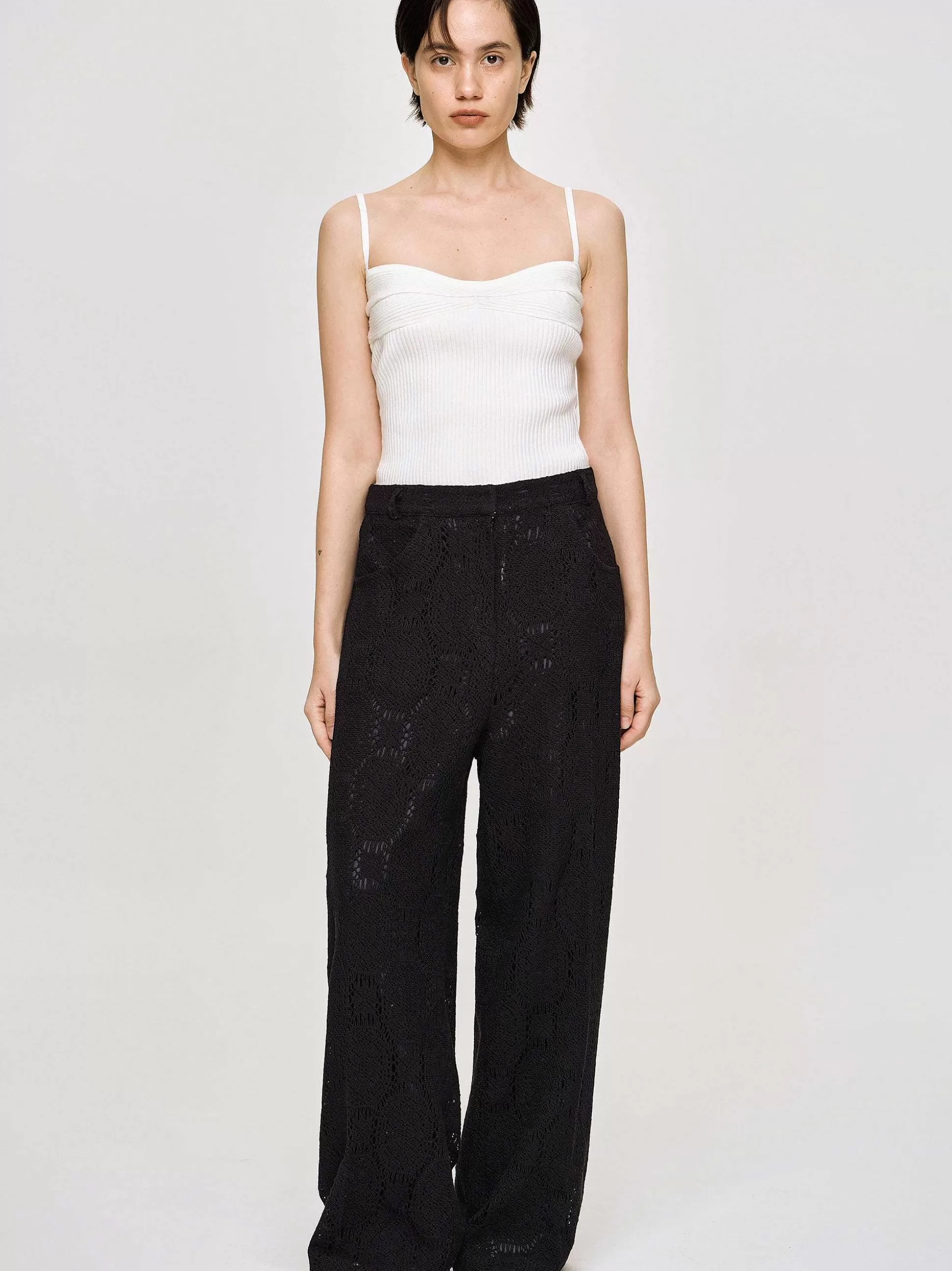 Source Unknown Pantalon Large Au Crochet Sevilla, Noir Shop