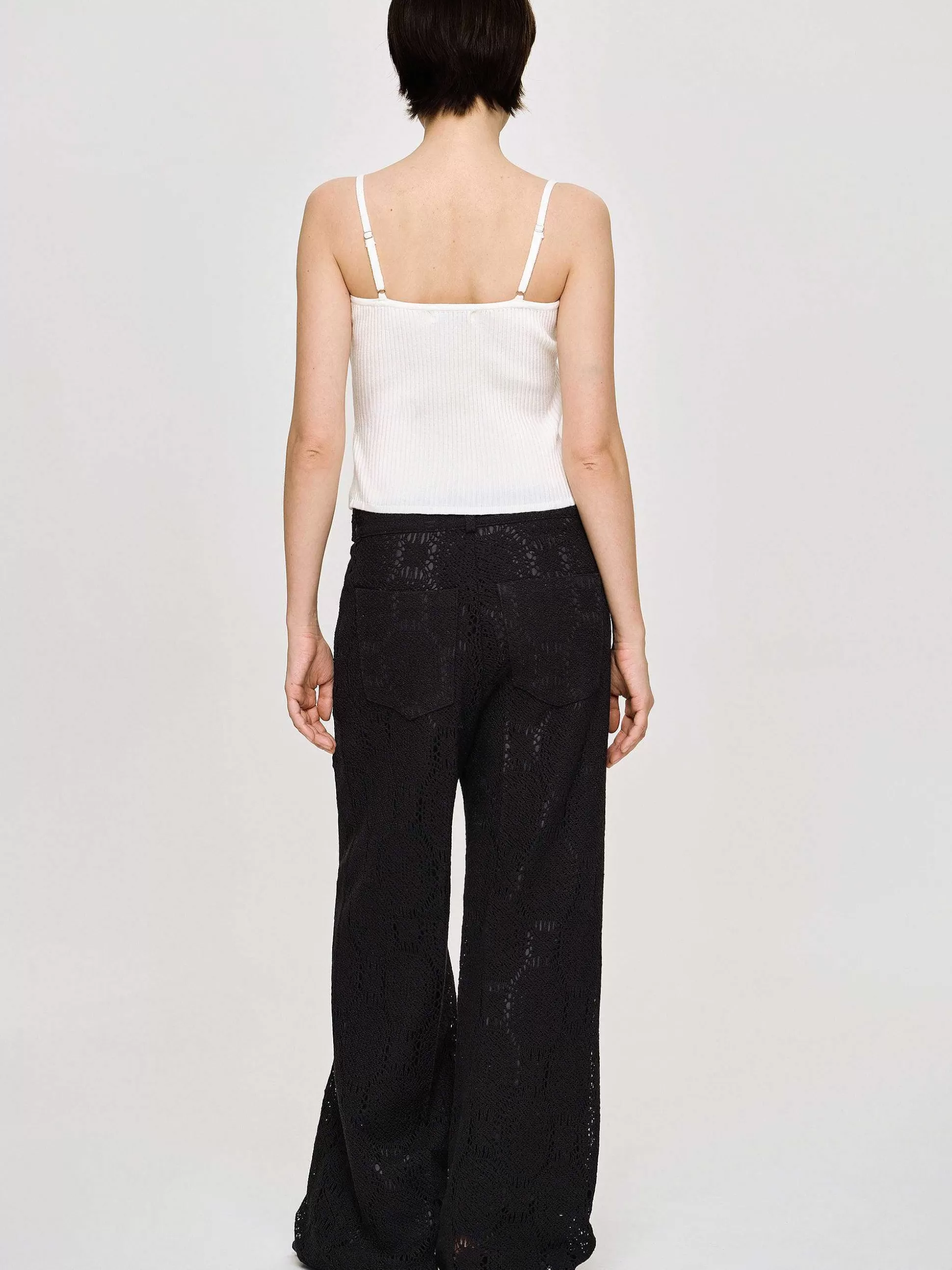 Source Unknown Pantalon Large Au Crochet Sevilla, Noir Shop