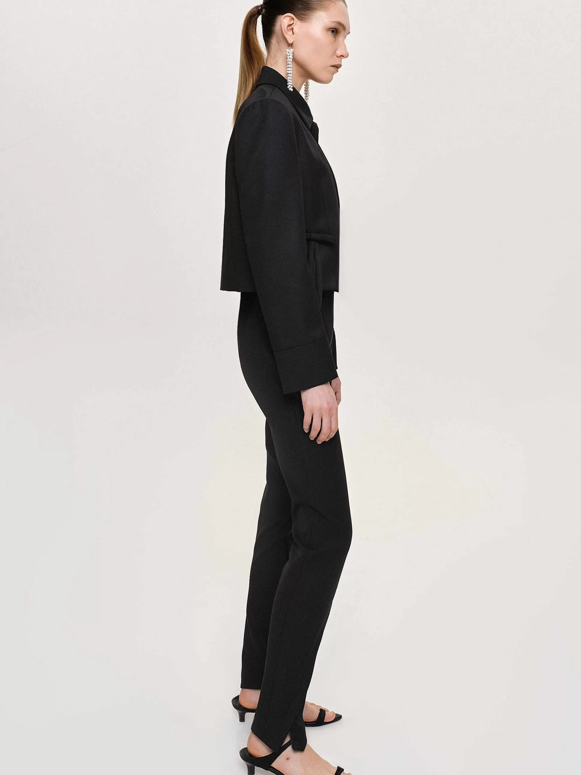 Source Unknown Pantalon Slim Coupe En Biais Tyia, Noir Outlet