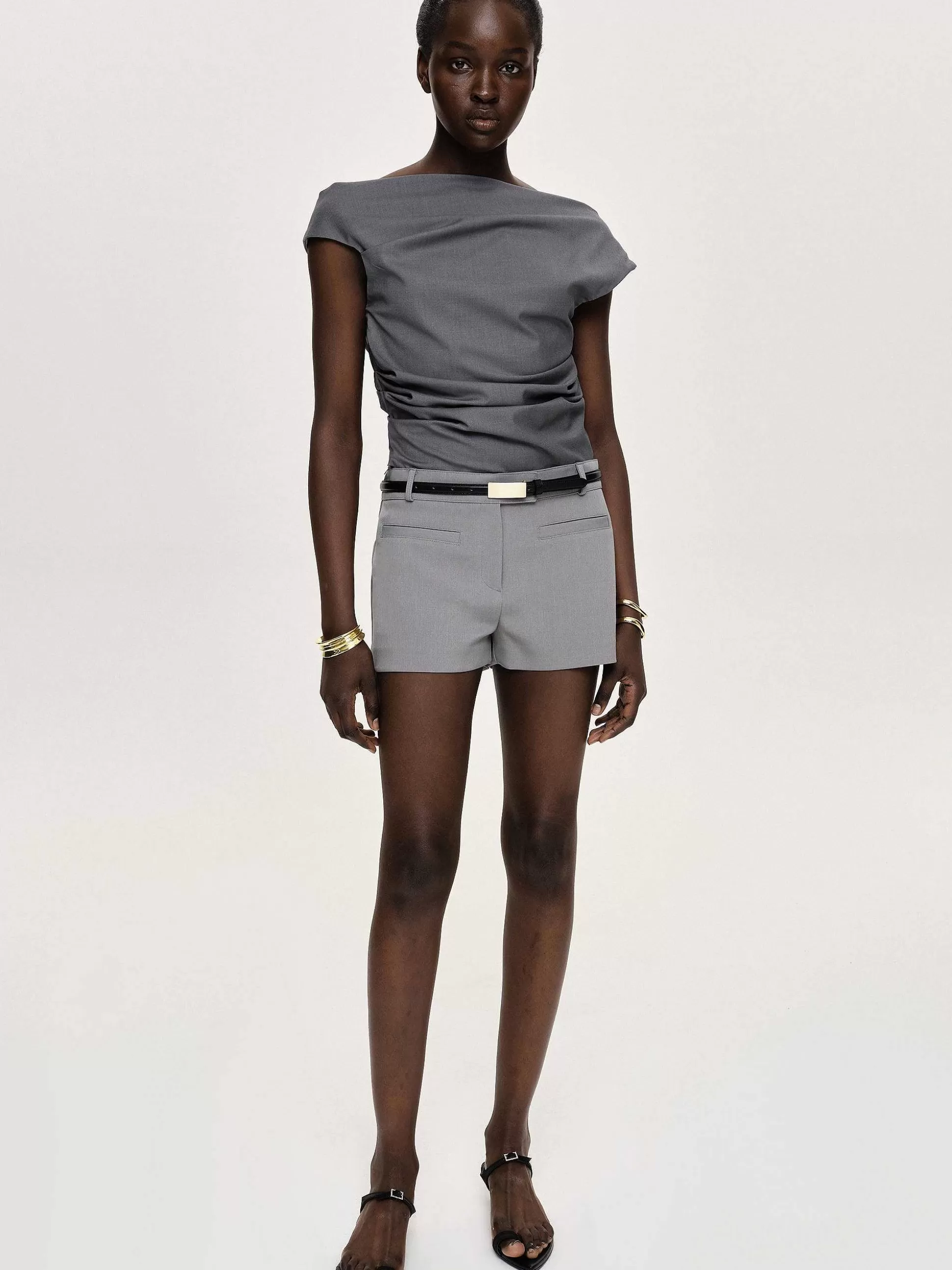 Source Unknown Short A Poche Passepoilee Ulna, Gris Clearance