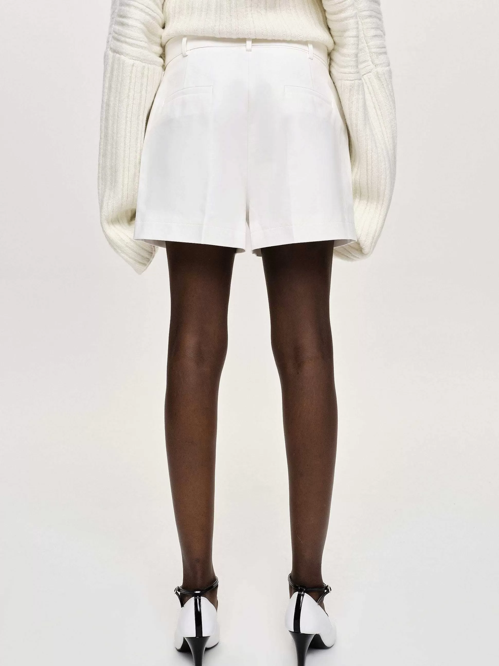 Source Unknown Short Large Avec Ceinture, Blanc New