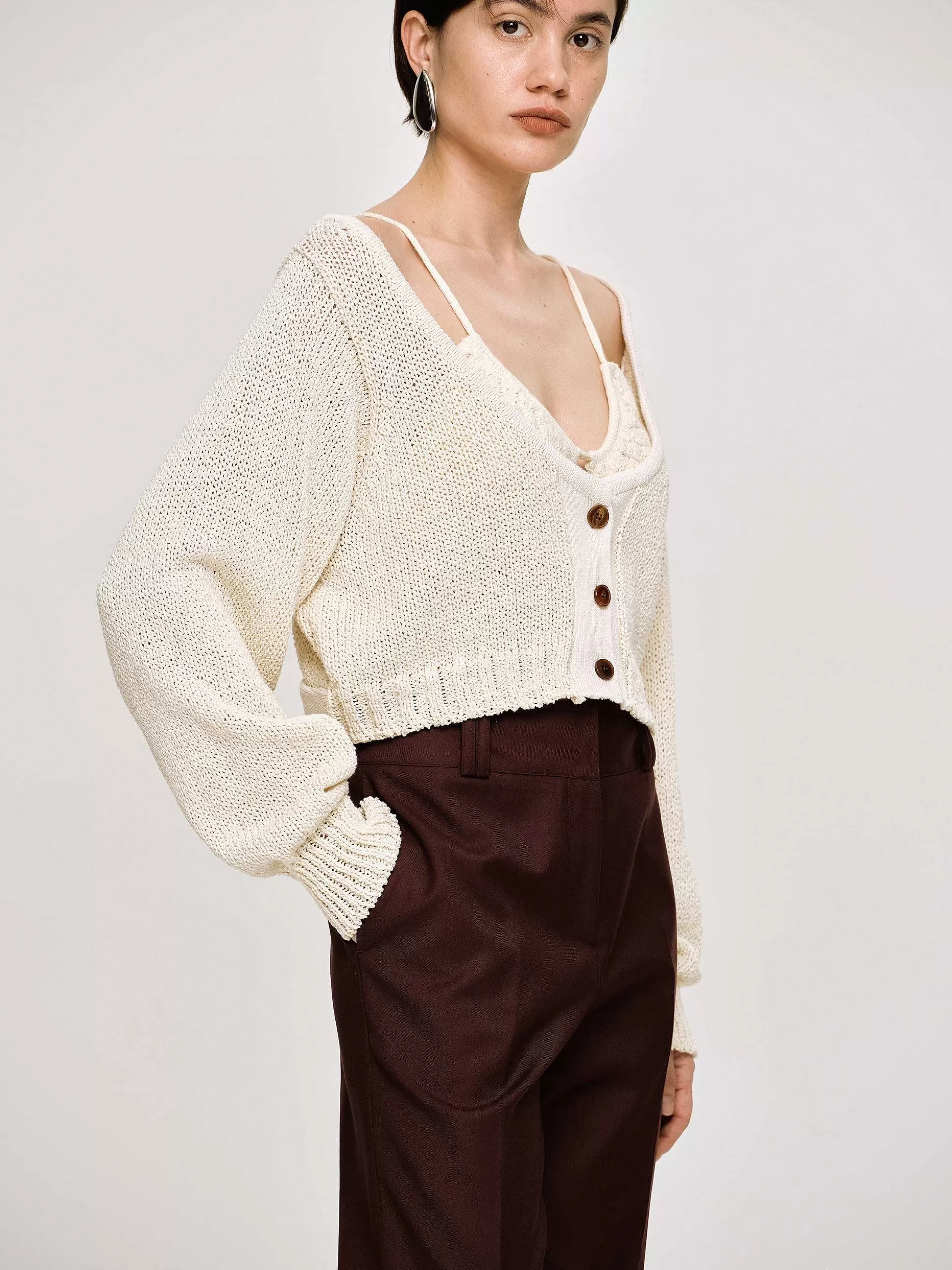 Source Unknown Tricot A Encolure Degagee, Amande Best Sale
